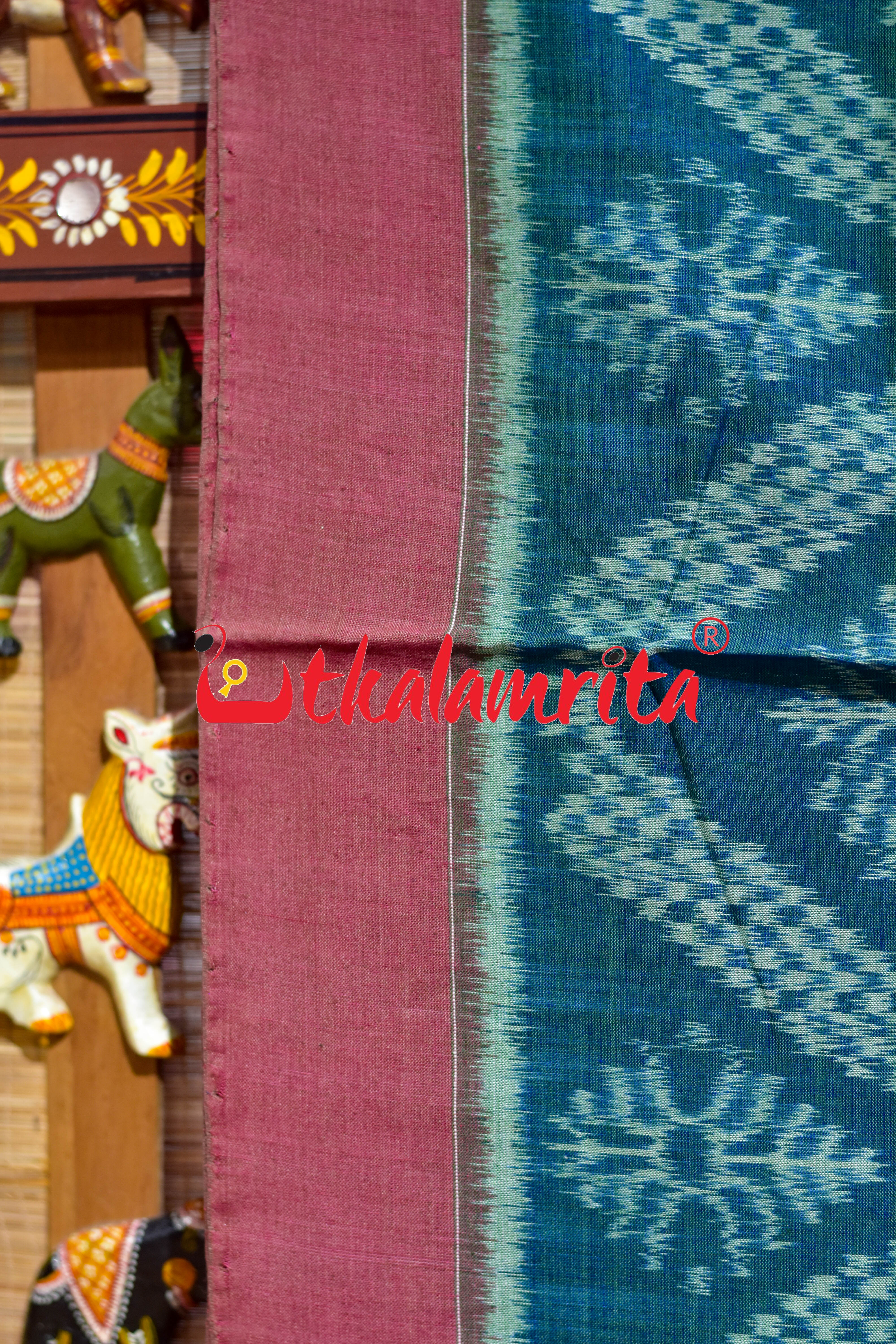 Teal Tarabali Khandua Cotton Saree