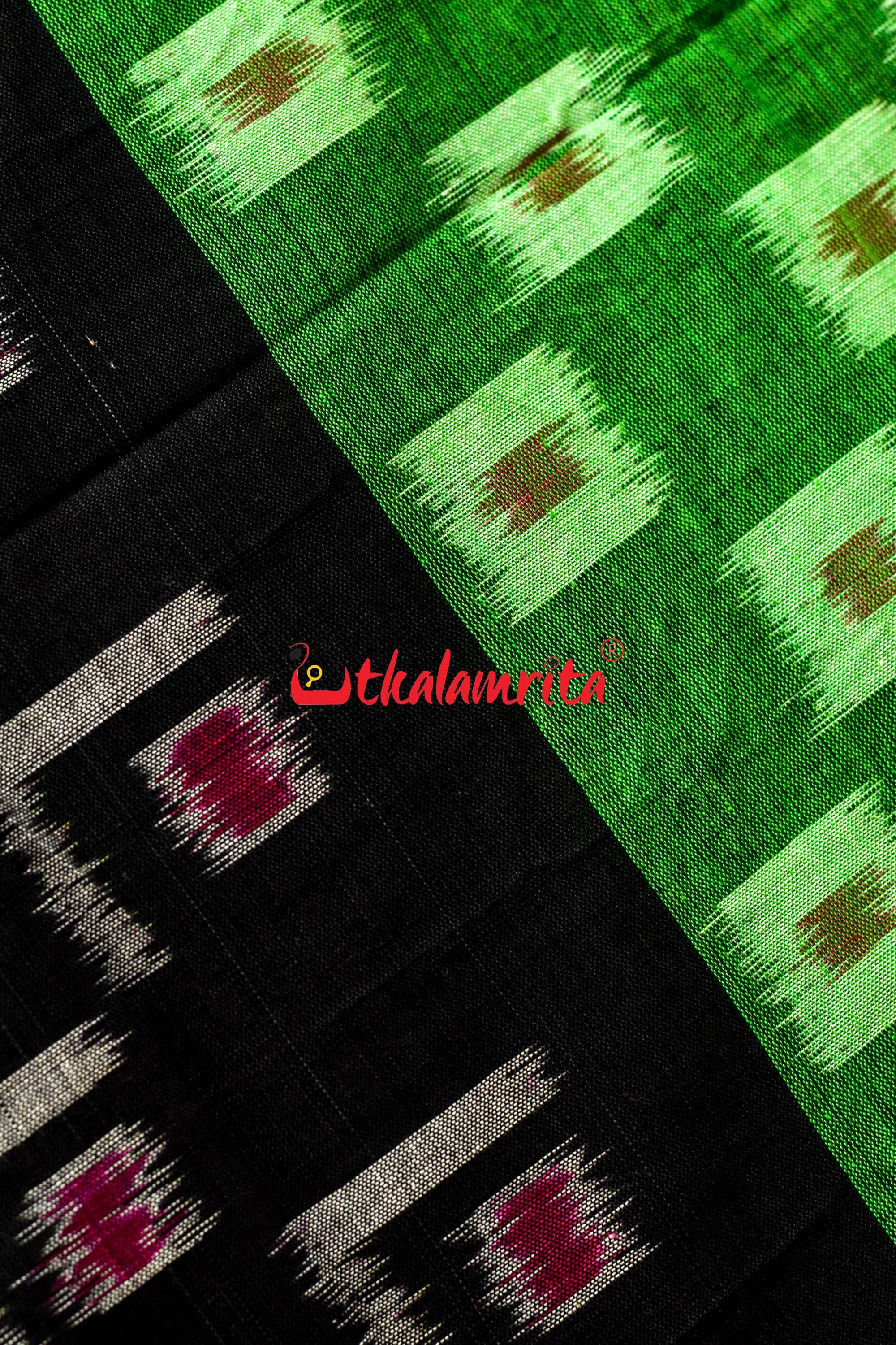 5D Green Middle Chain Khandua Cotton Saree