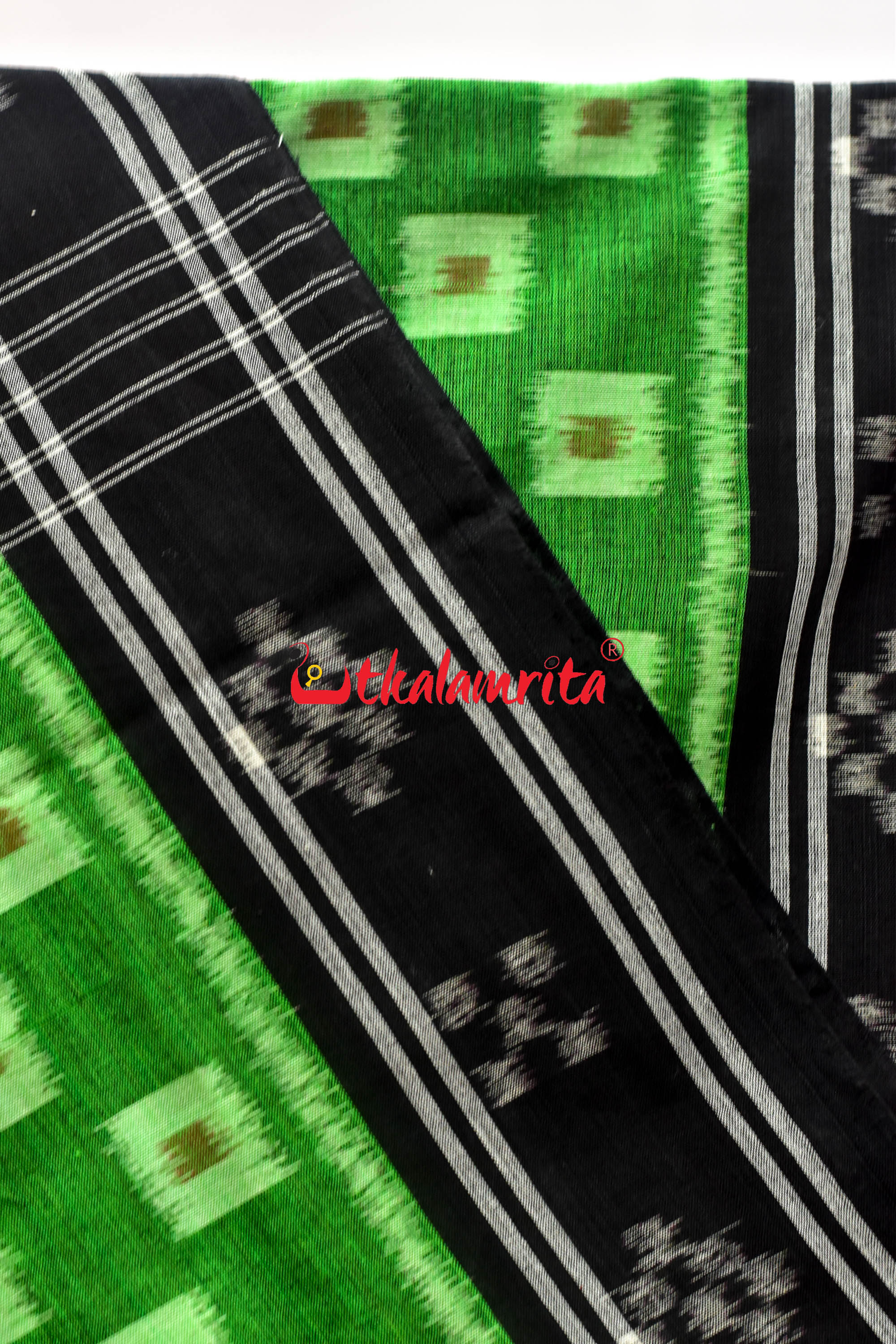 5D Green Middle Chain Khandua Cotton Saree