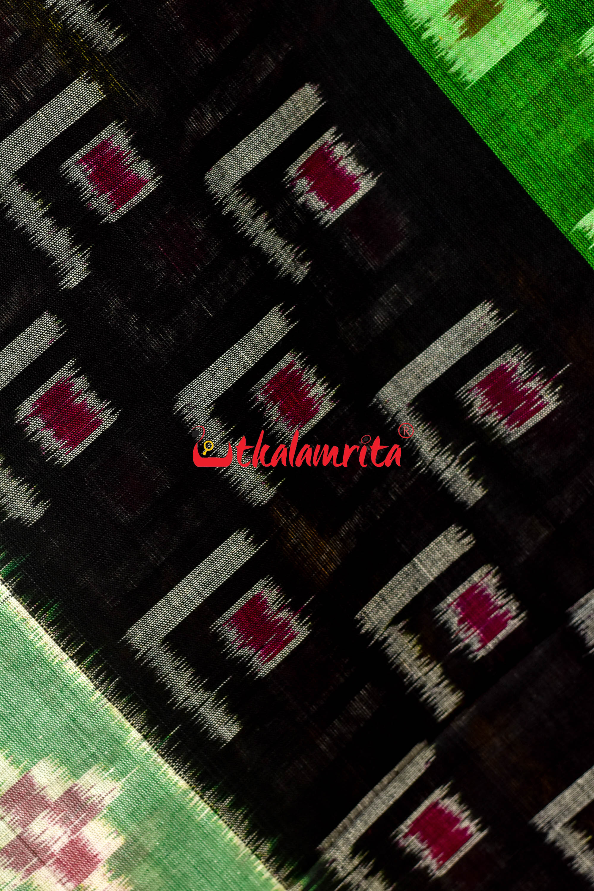 5D Green Middle Chain Khandua Cotton Saree