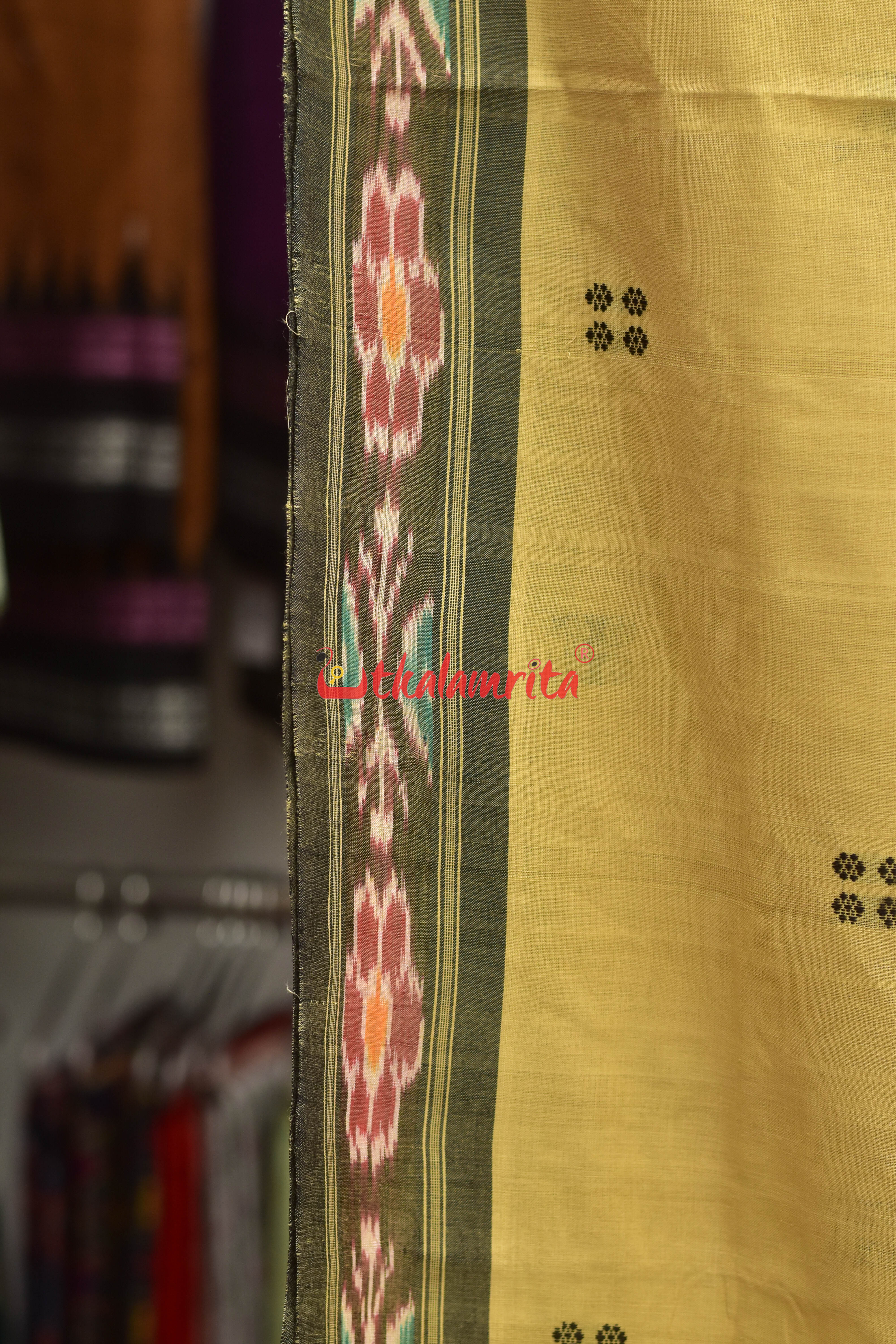Beige Black Pittala Single Cotton Saree