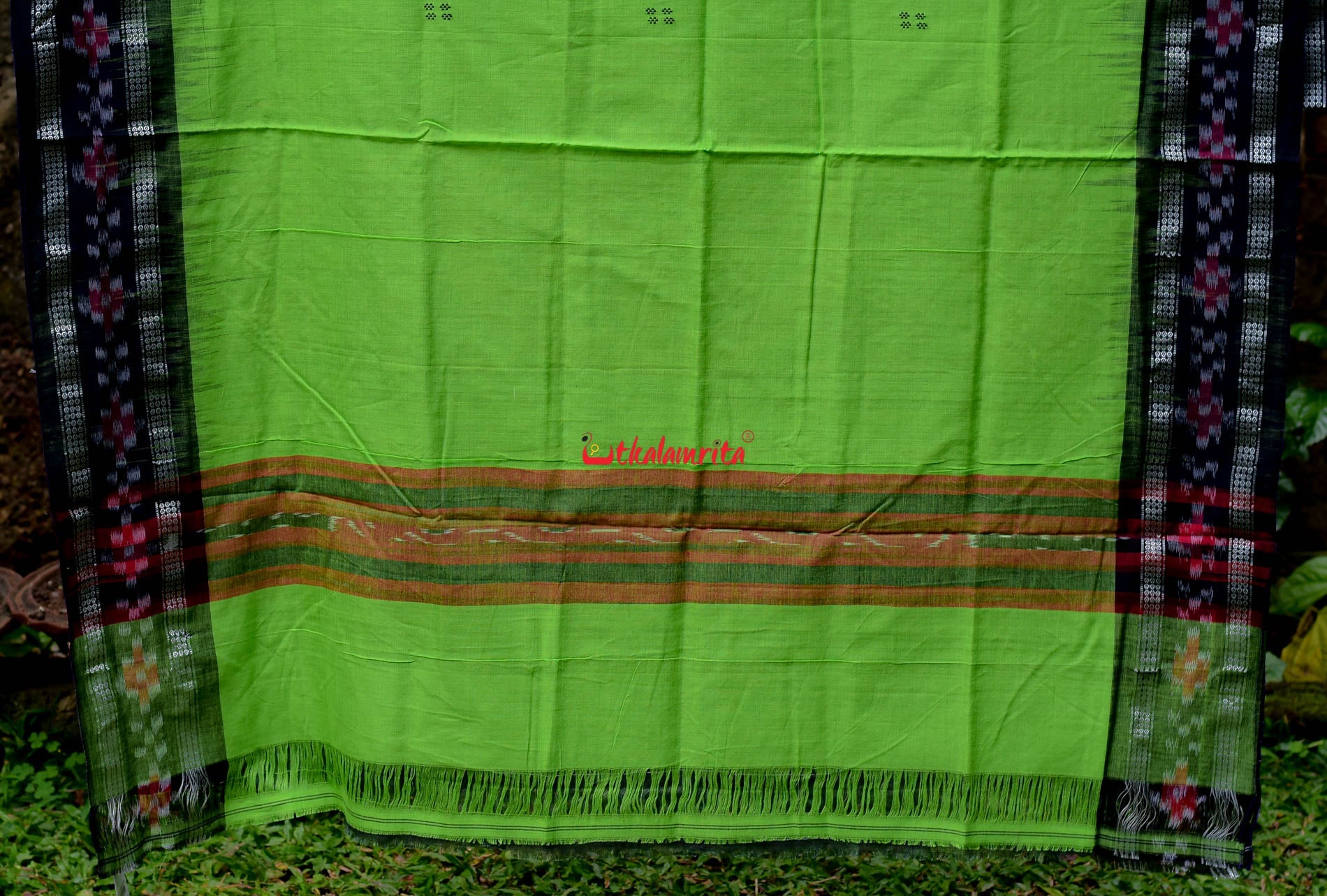 Parrot Green Rekha Buti Saree