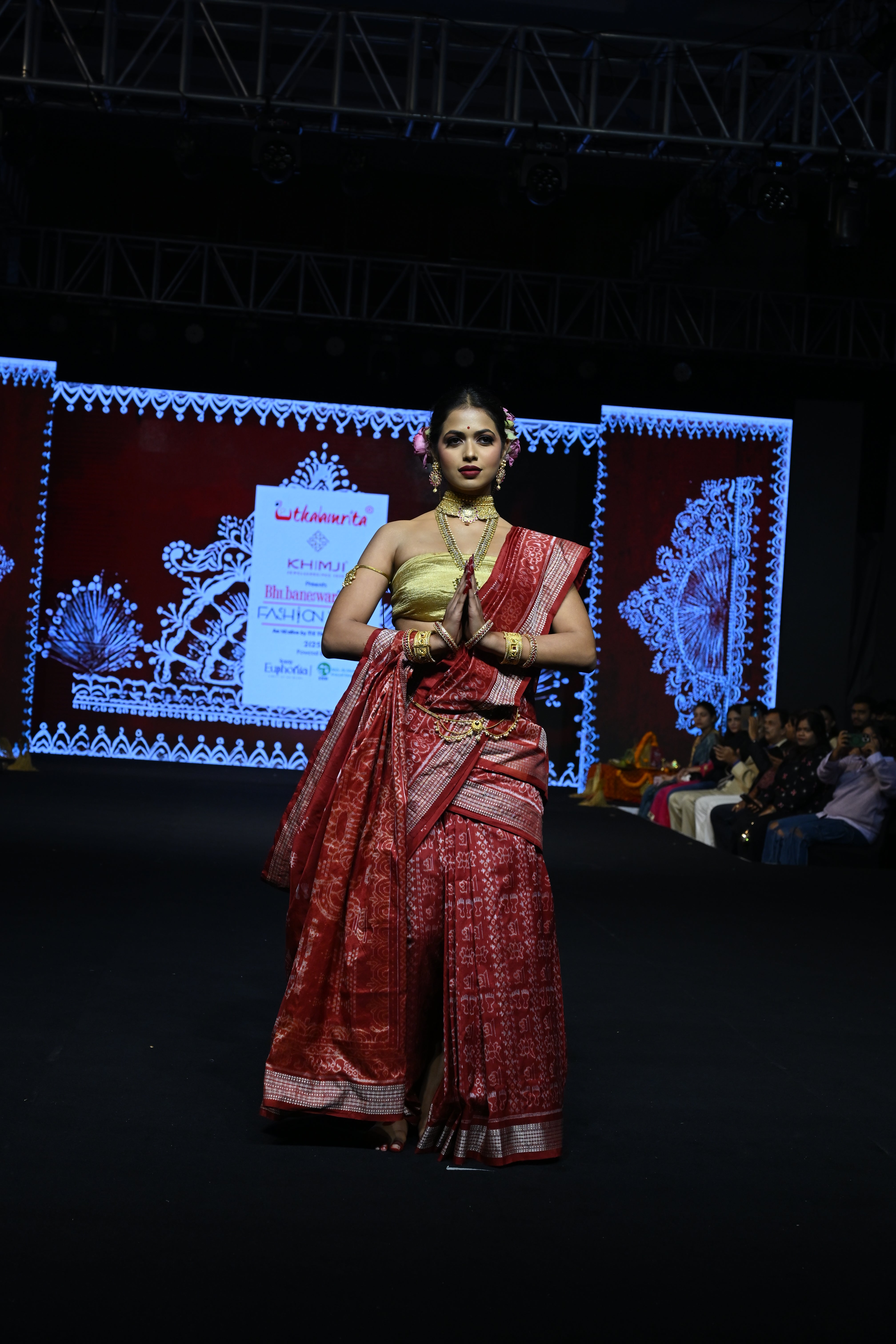 Burnt Maroon Laxmi Shree Yantra Sambalpuri Silk Saree