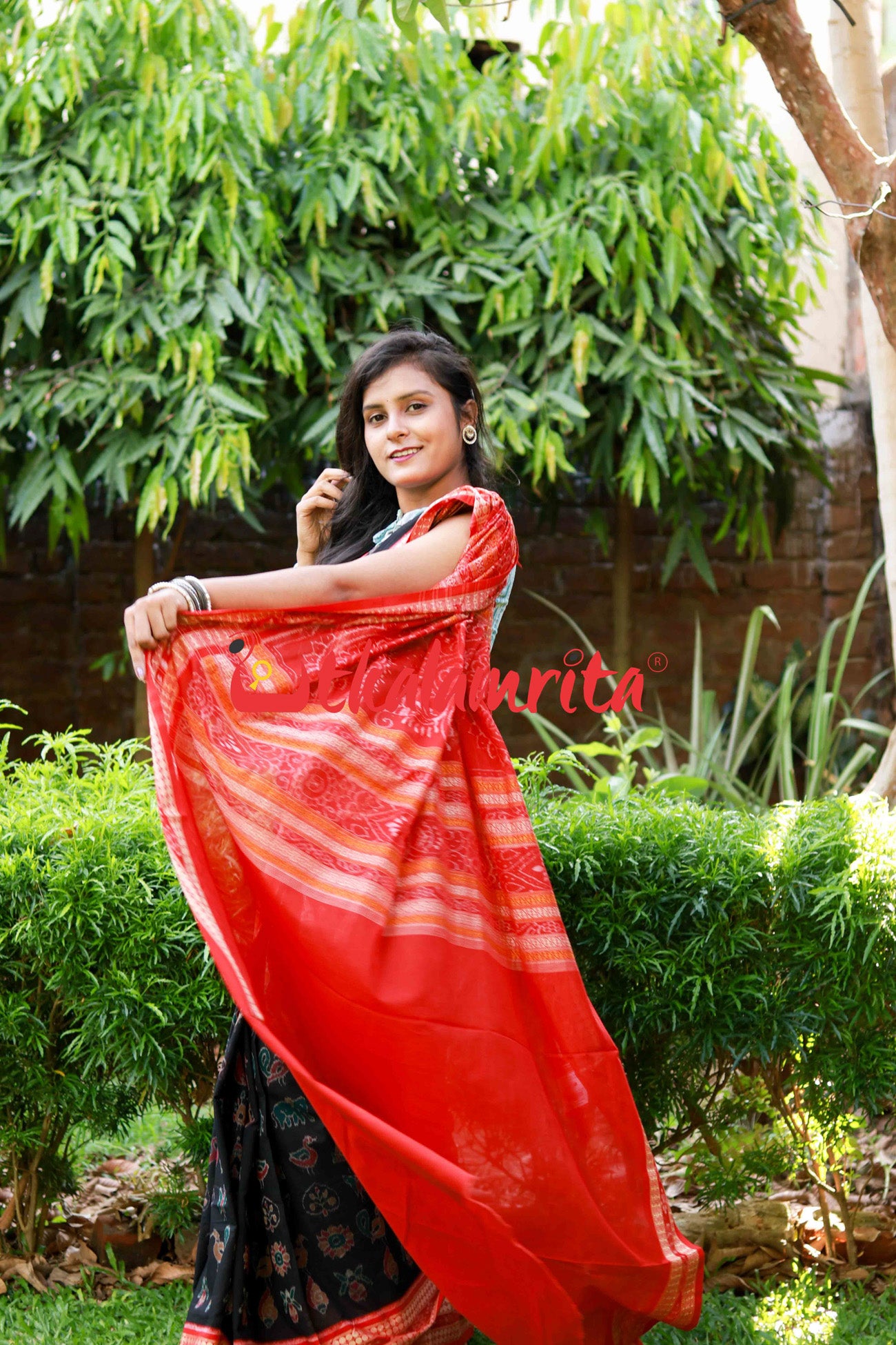 13 Motifs Black Red Saree