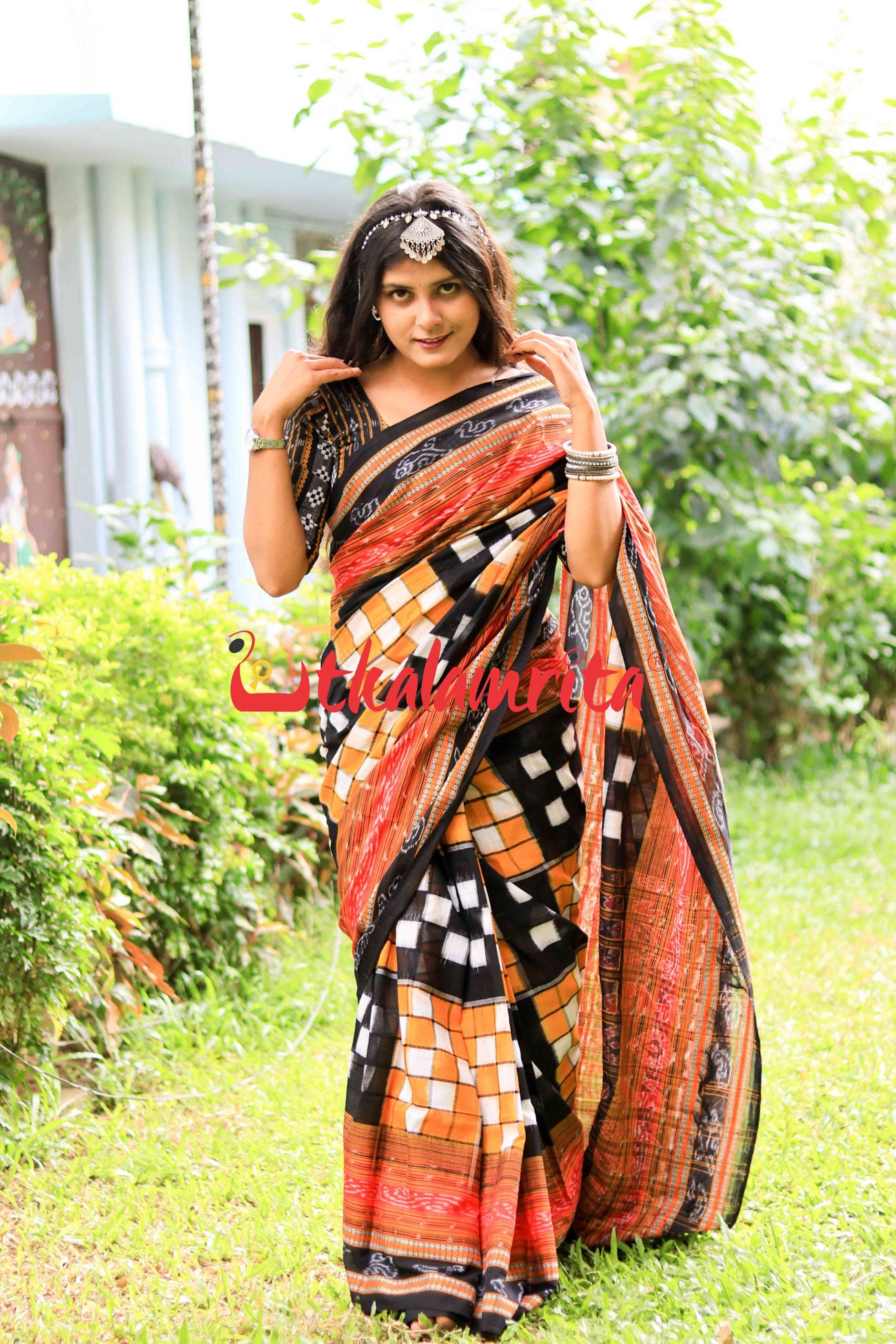 3Kuthi Yellow Black Pasapali Cotton Saree