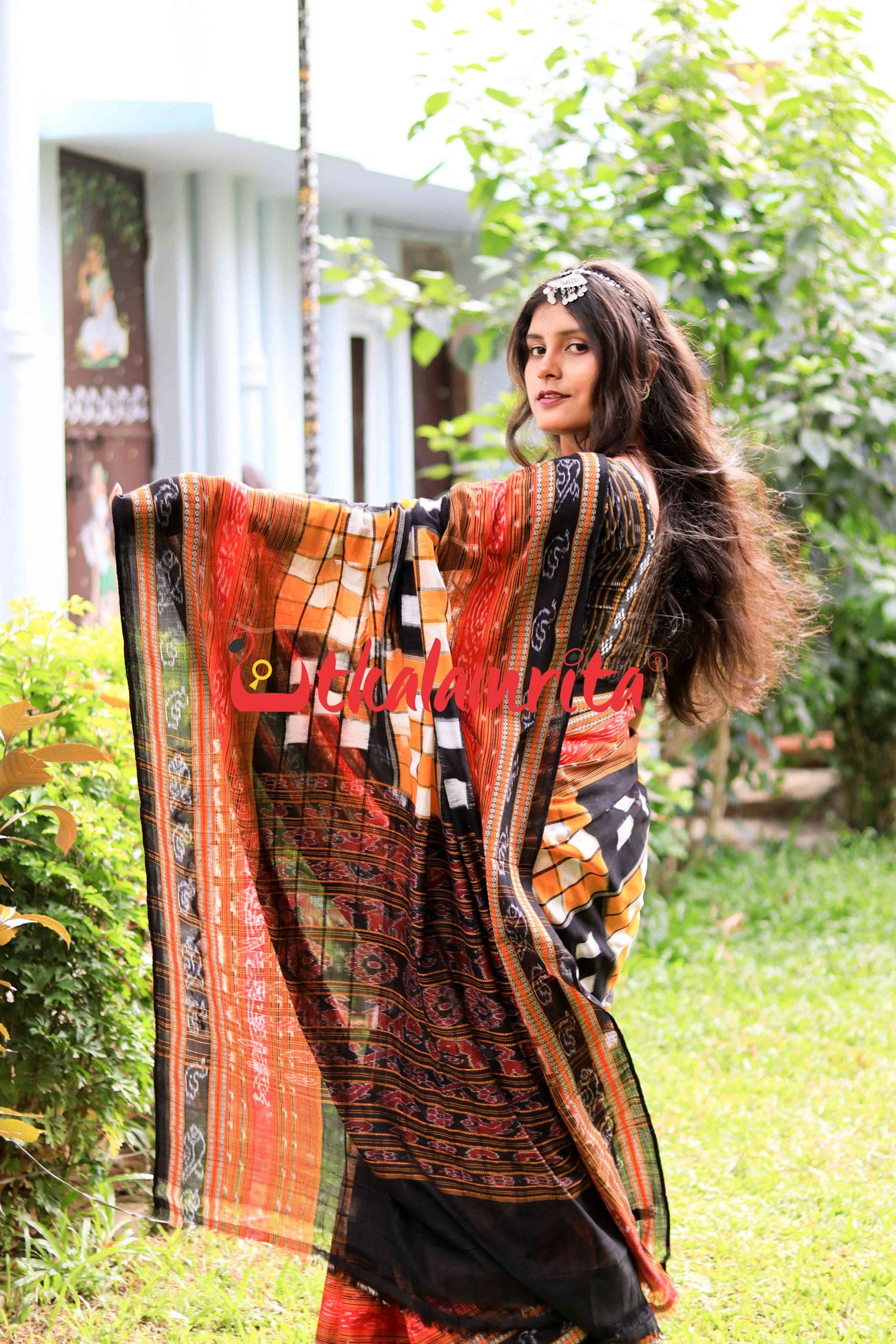 3Kuthi Yellow Black Pasapali Cotton Saree