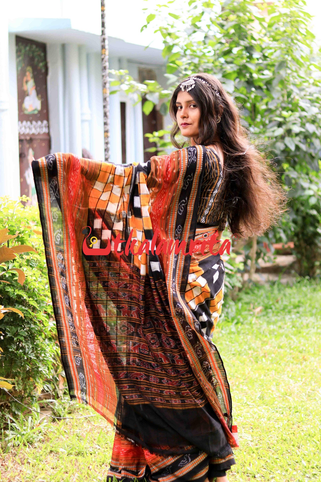 3Kuthi Yellow Black Pasapali Cotton Saree