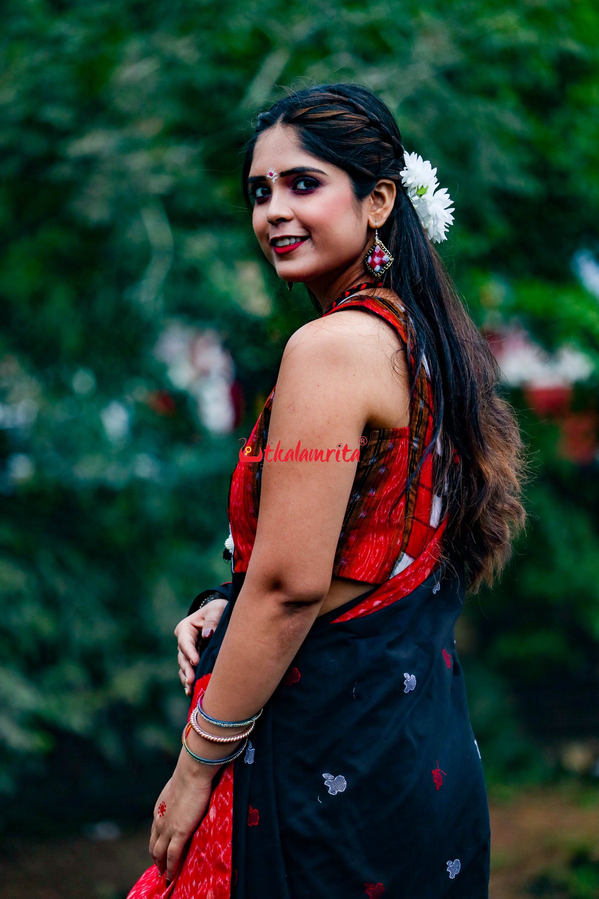 Black Apple Design S Bandha Designer Cotton Saree