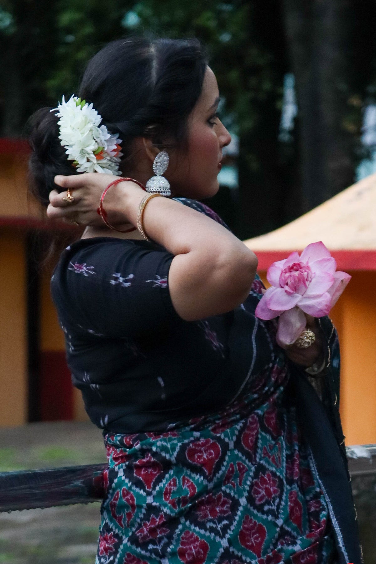 Black Pasapali and Kadha Croptop (Blouse)