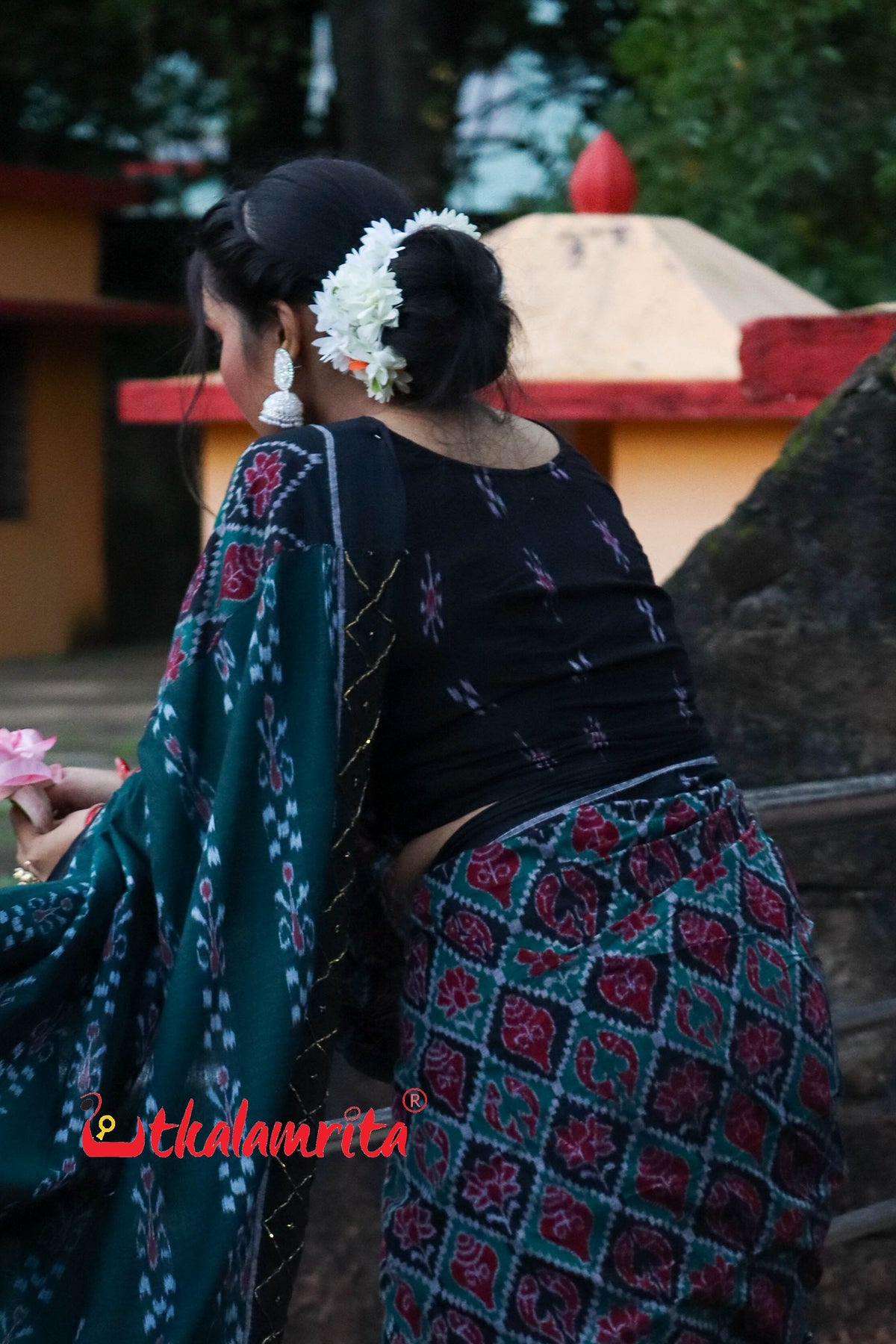 Black Pasapali and Kadha Croptop (Blouse)