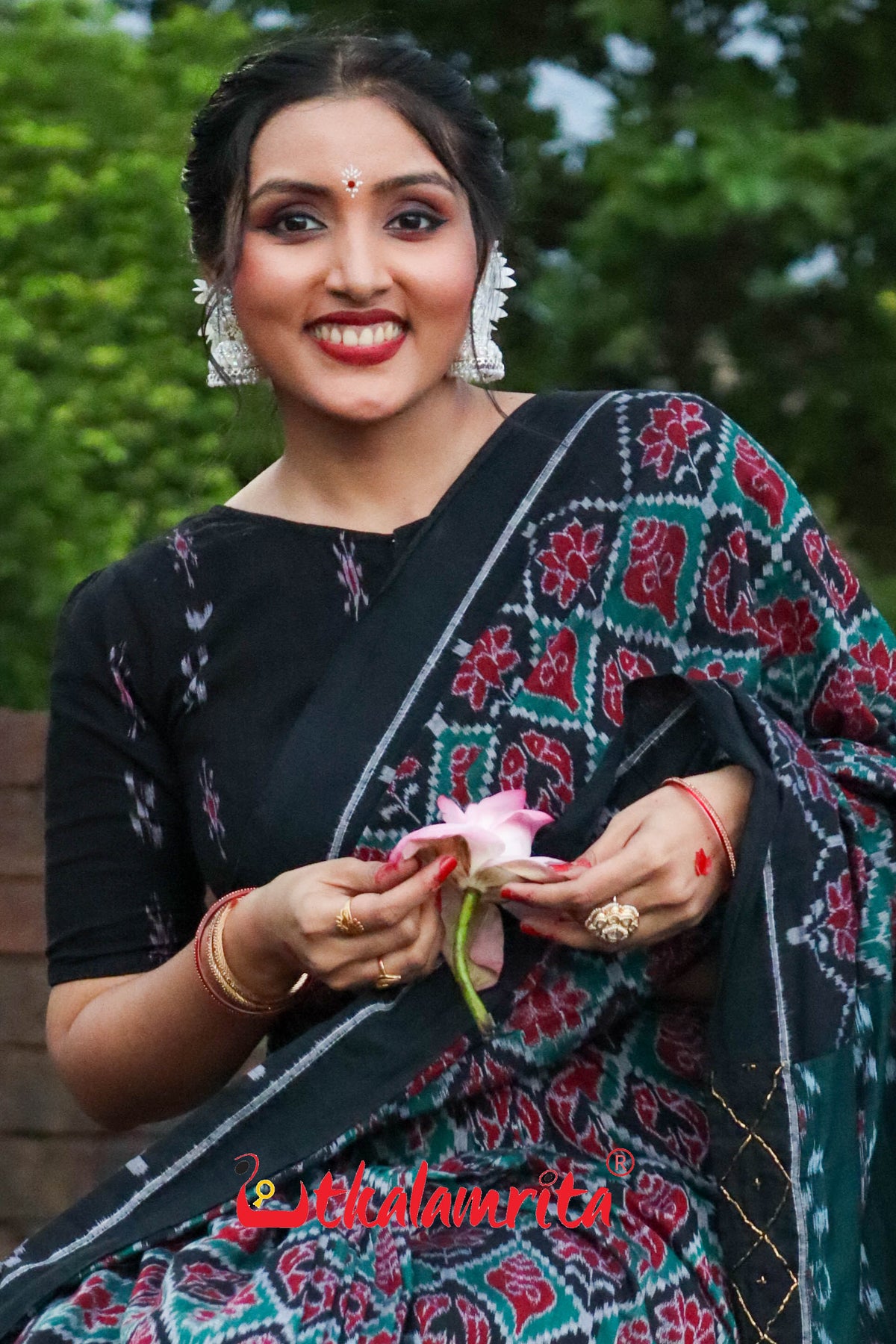 Black Pasapali and Kadha Croptop (Blouse)