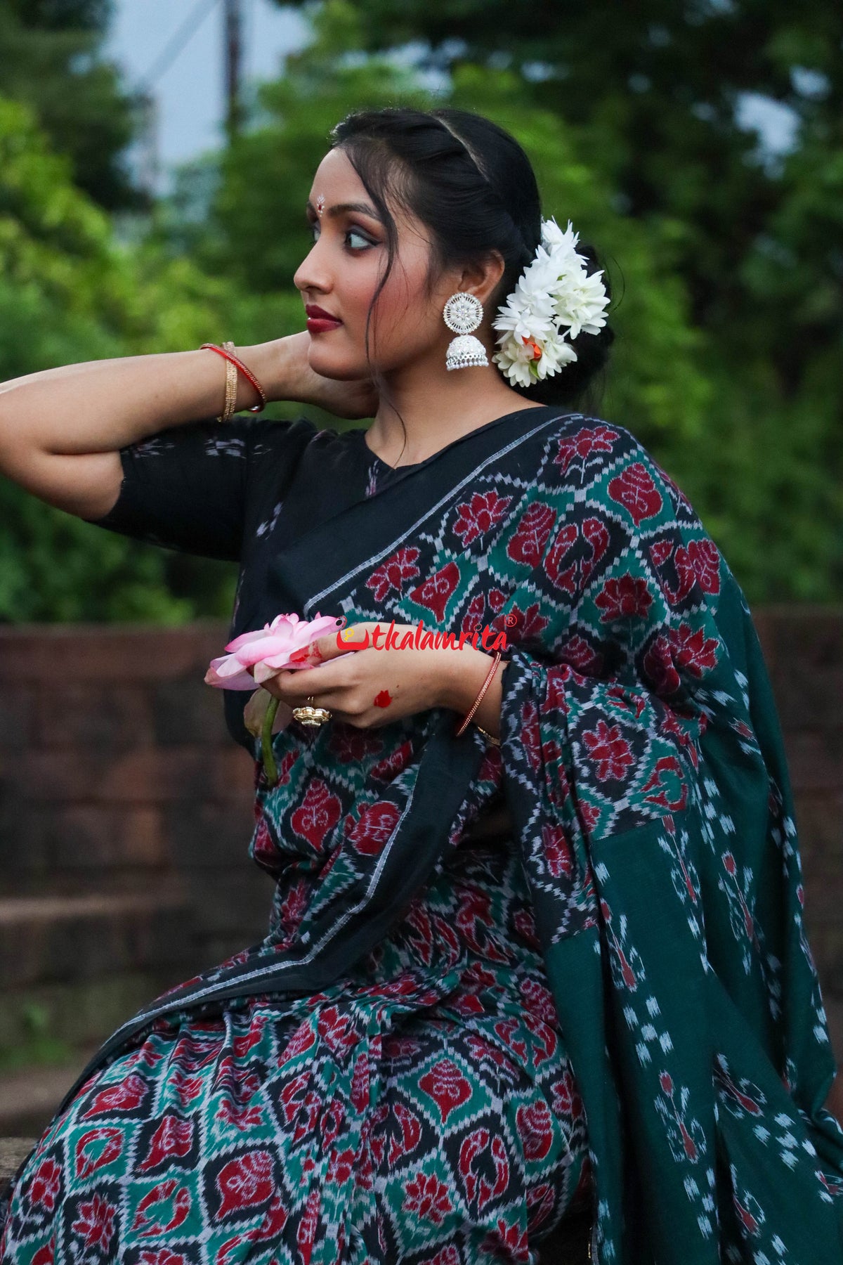 Black Pasapali and Kadha Croptop (Blouse)