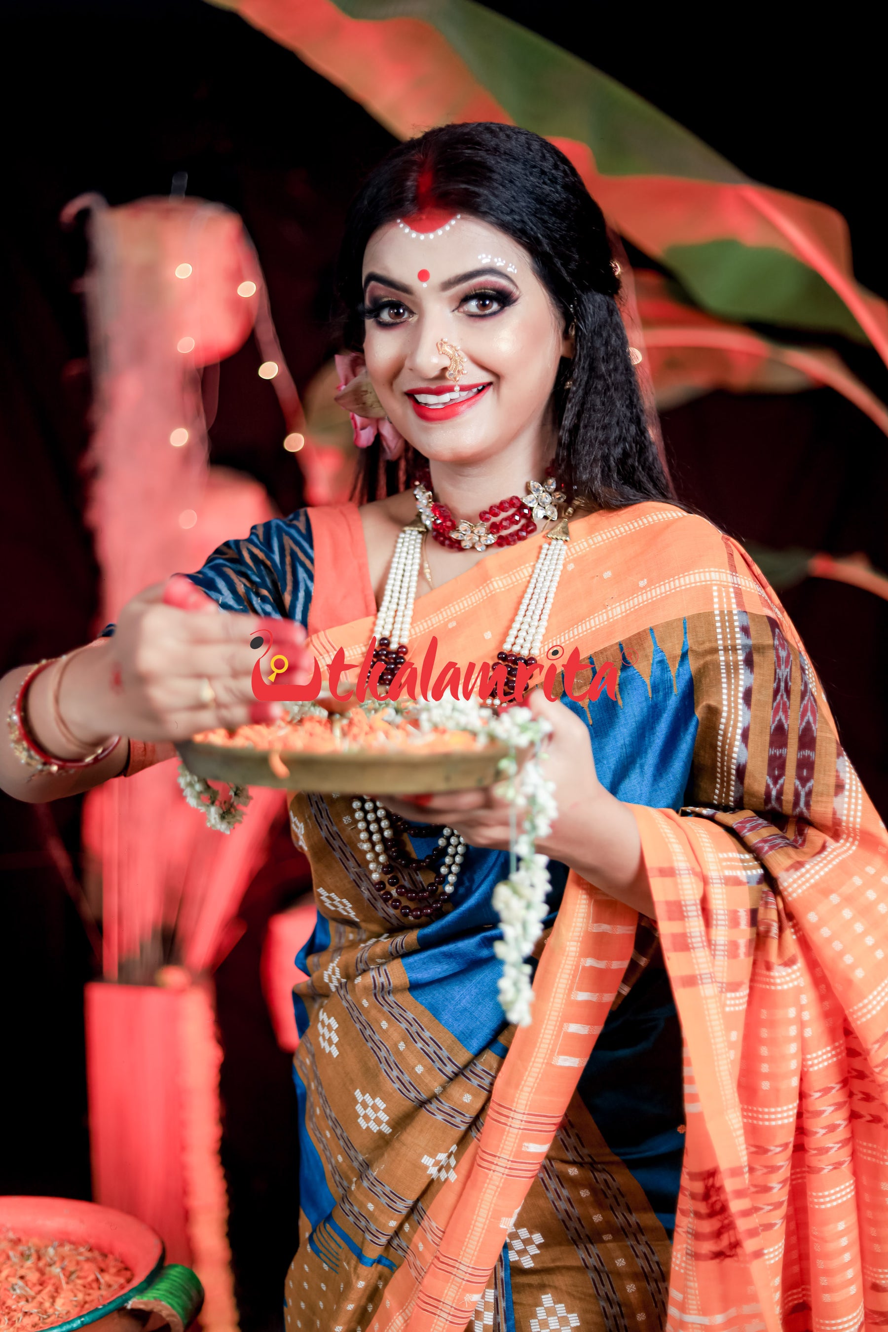 Sumati Blue Taj Mahal Sambalpuri Bapta Saree