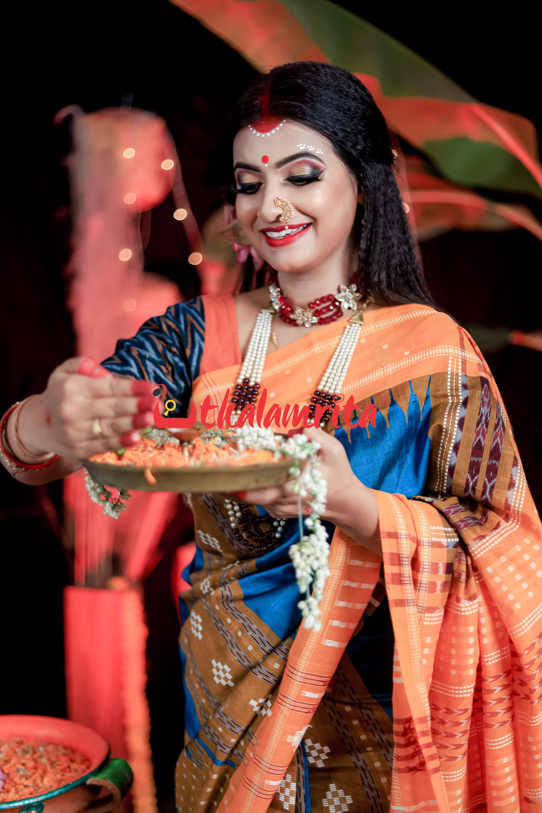 Sumati Blue Taj Mahal Sambalpuri Bapta Saree