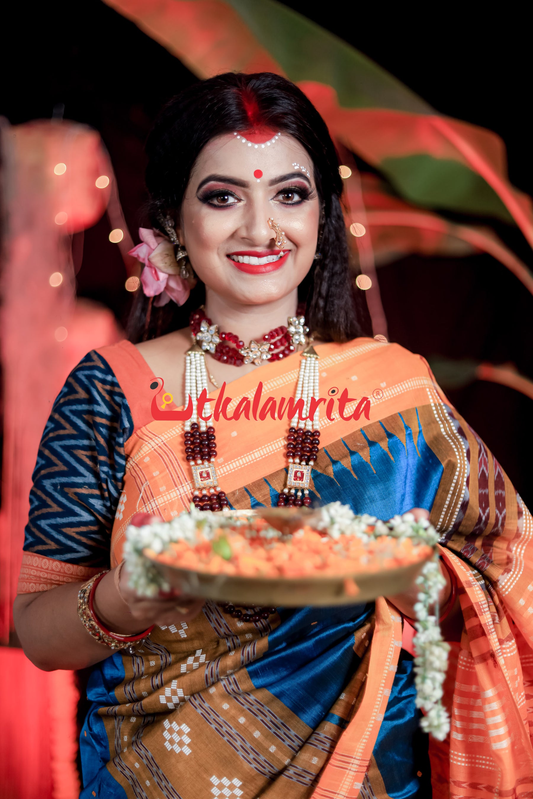 Sumati Blue Taj Mahal Sambalpuri Bapta Saree