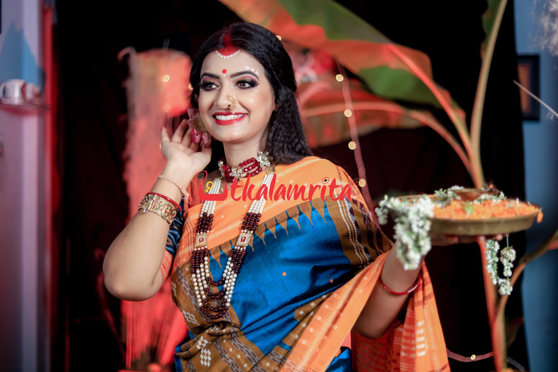 Sumati Blue Taj Mahal Sambalpuri Bapta Saree