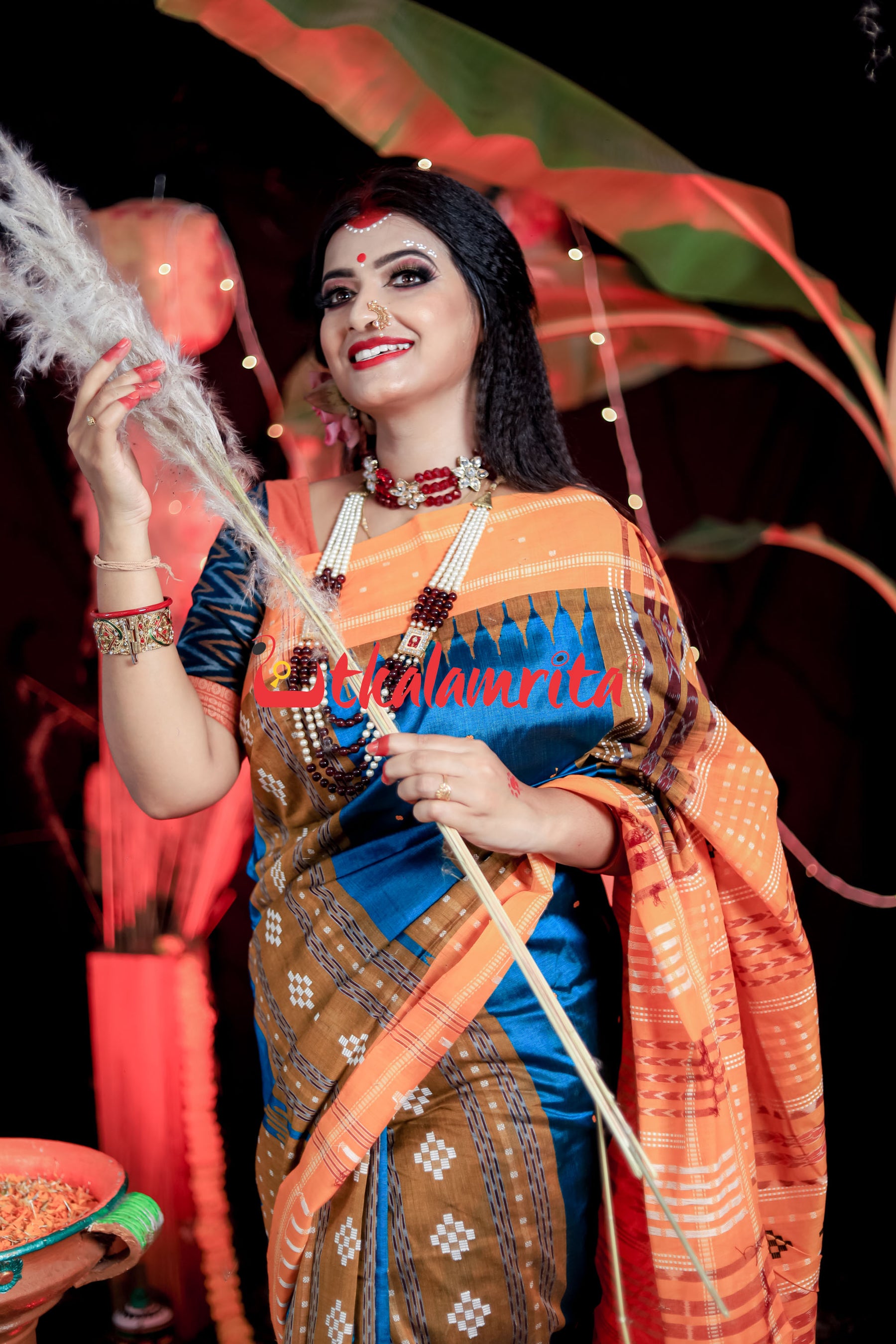 Sumati Blue Taj Mahal Sambalpuri Bapta Saree