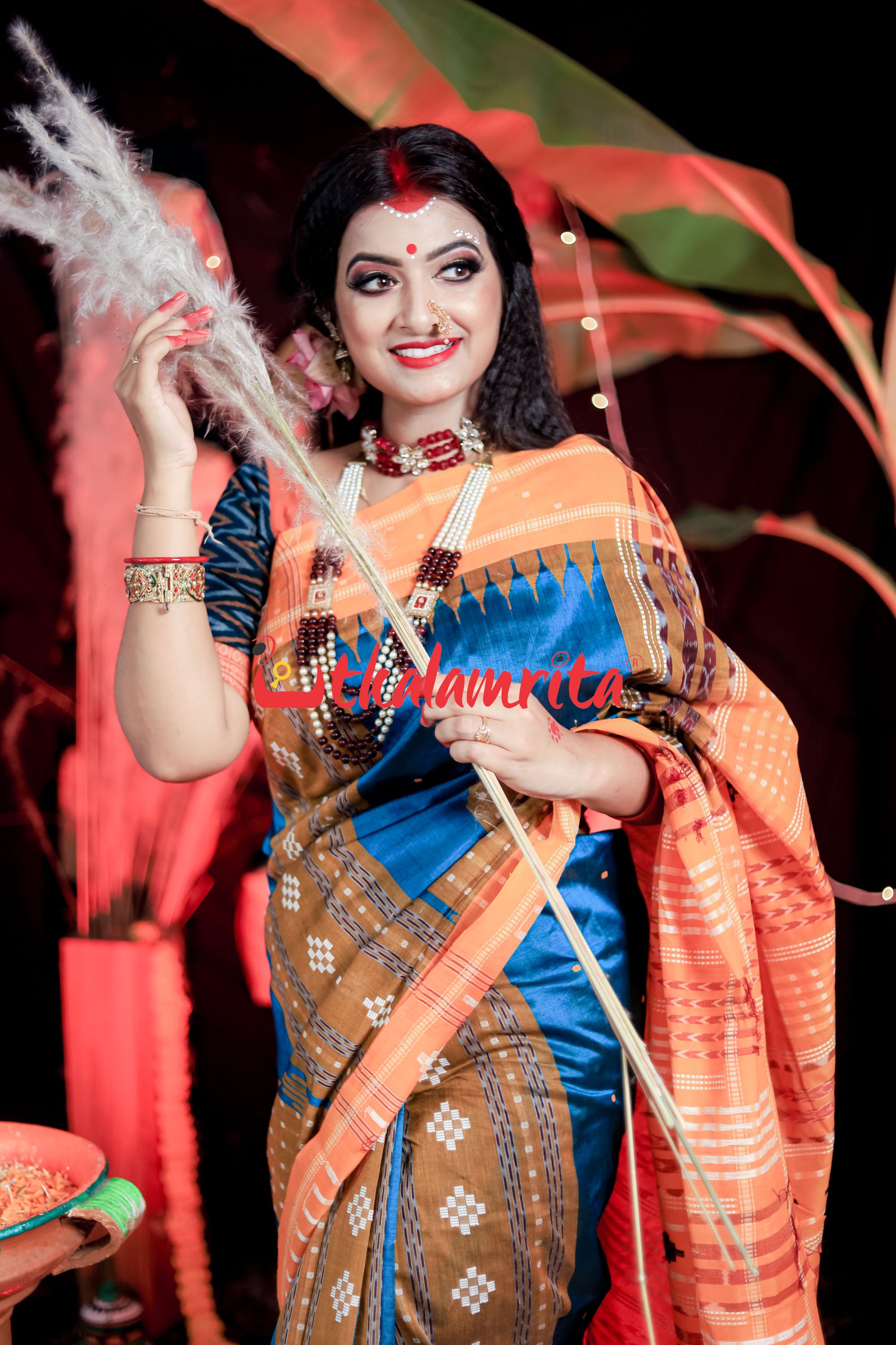 Sumati Blue Taj Mahal Sambalpuri Bapta Saree
