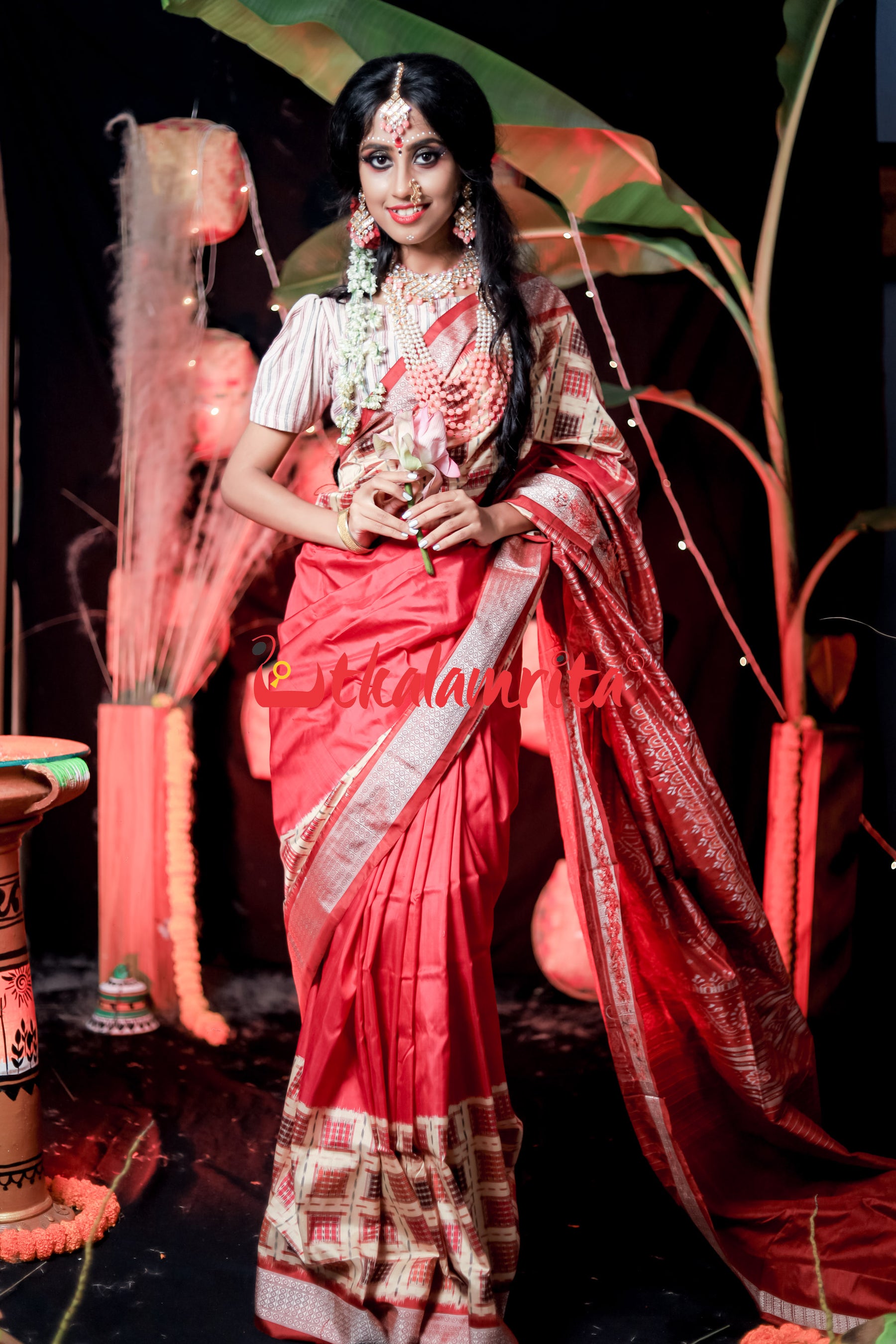 Aswini Magenta Border Sambalpuri Silk