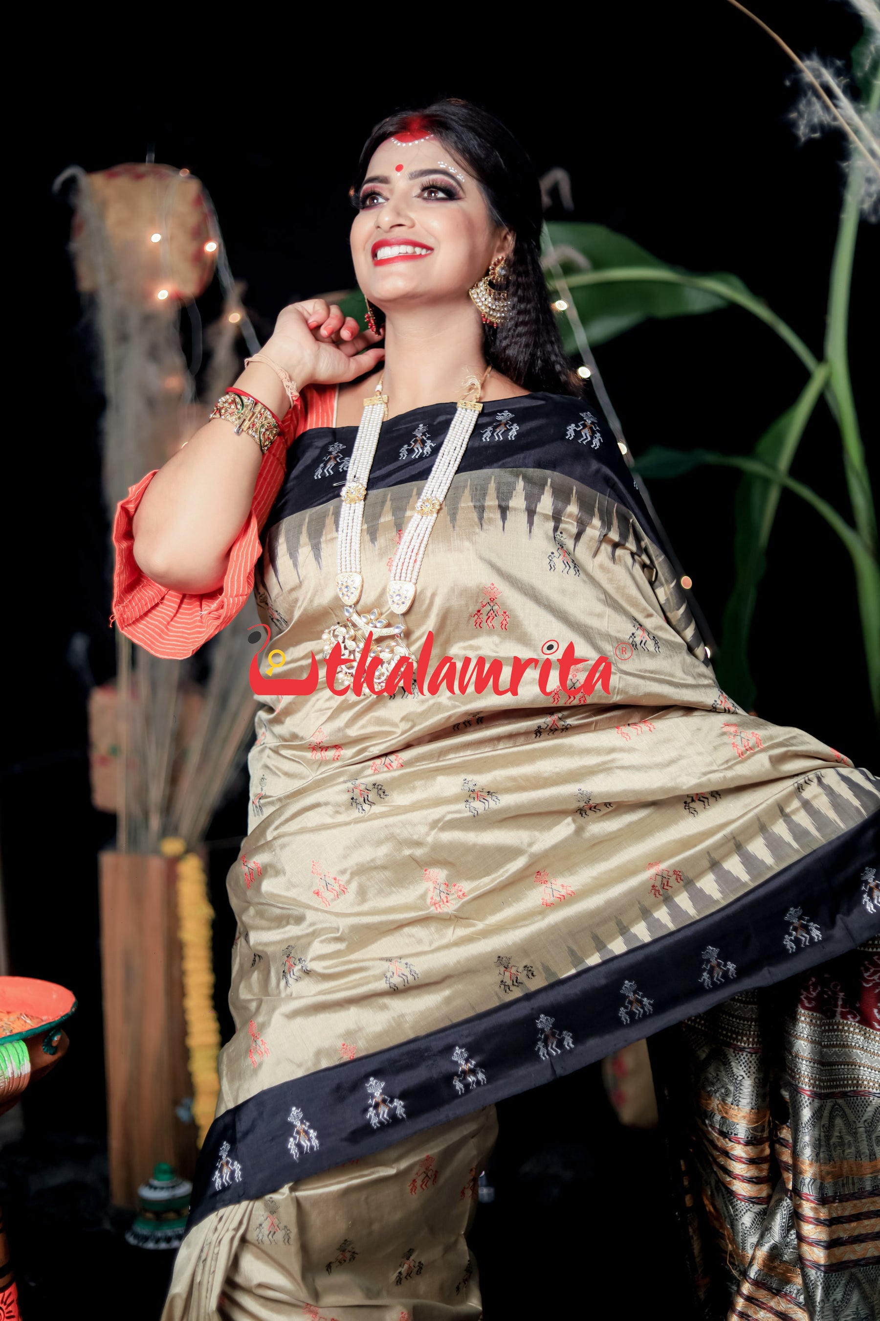 Earth Colour Tribal Sambalpuri Silk Saree