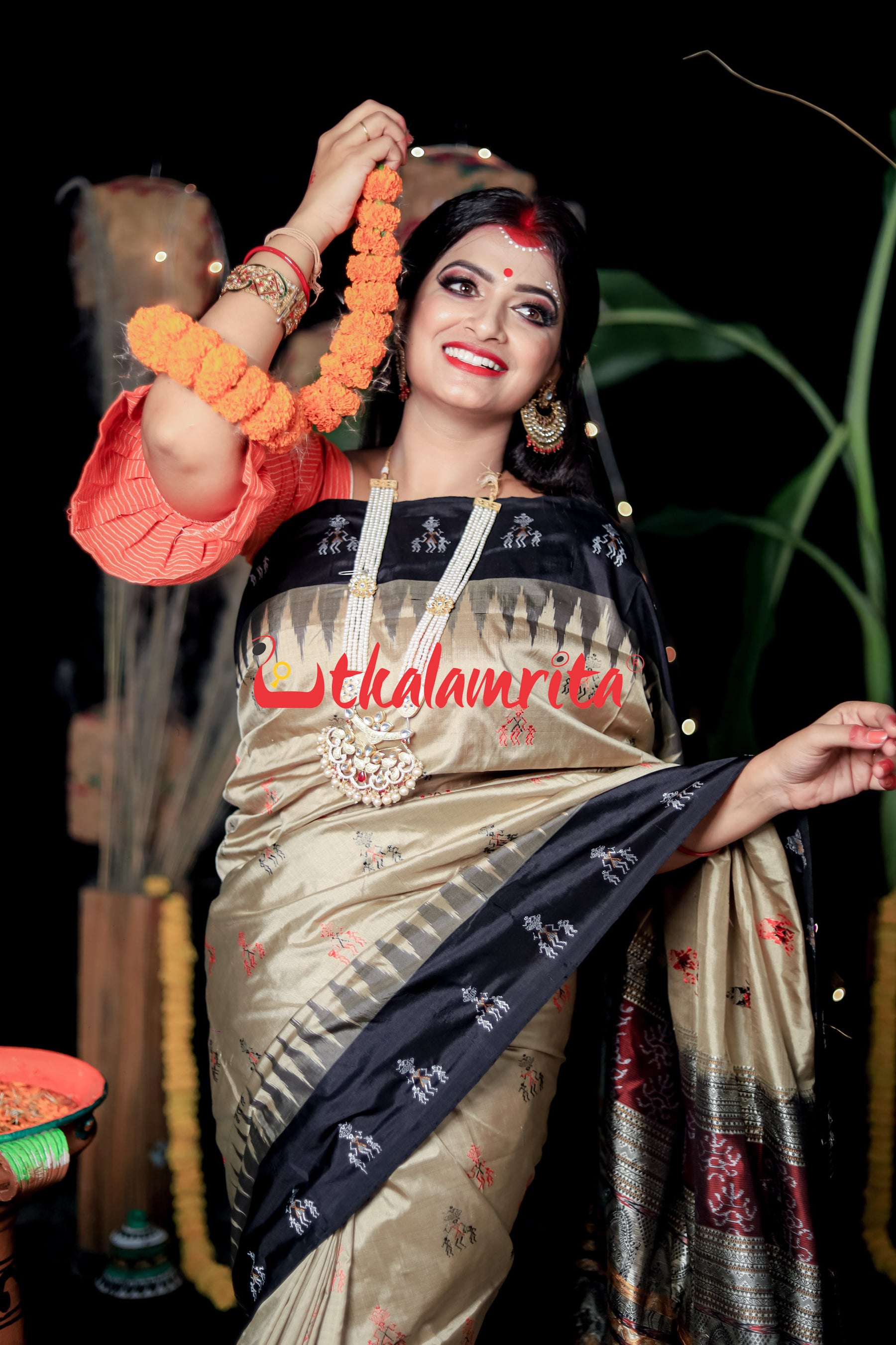 Earth Colour Tribal Sambalpuri Silk Saree