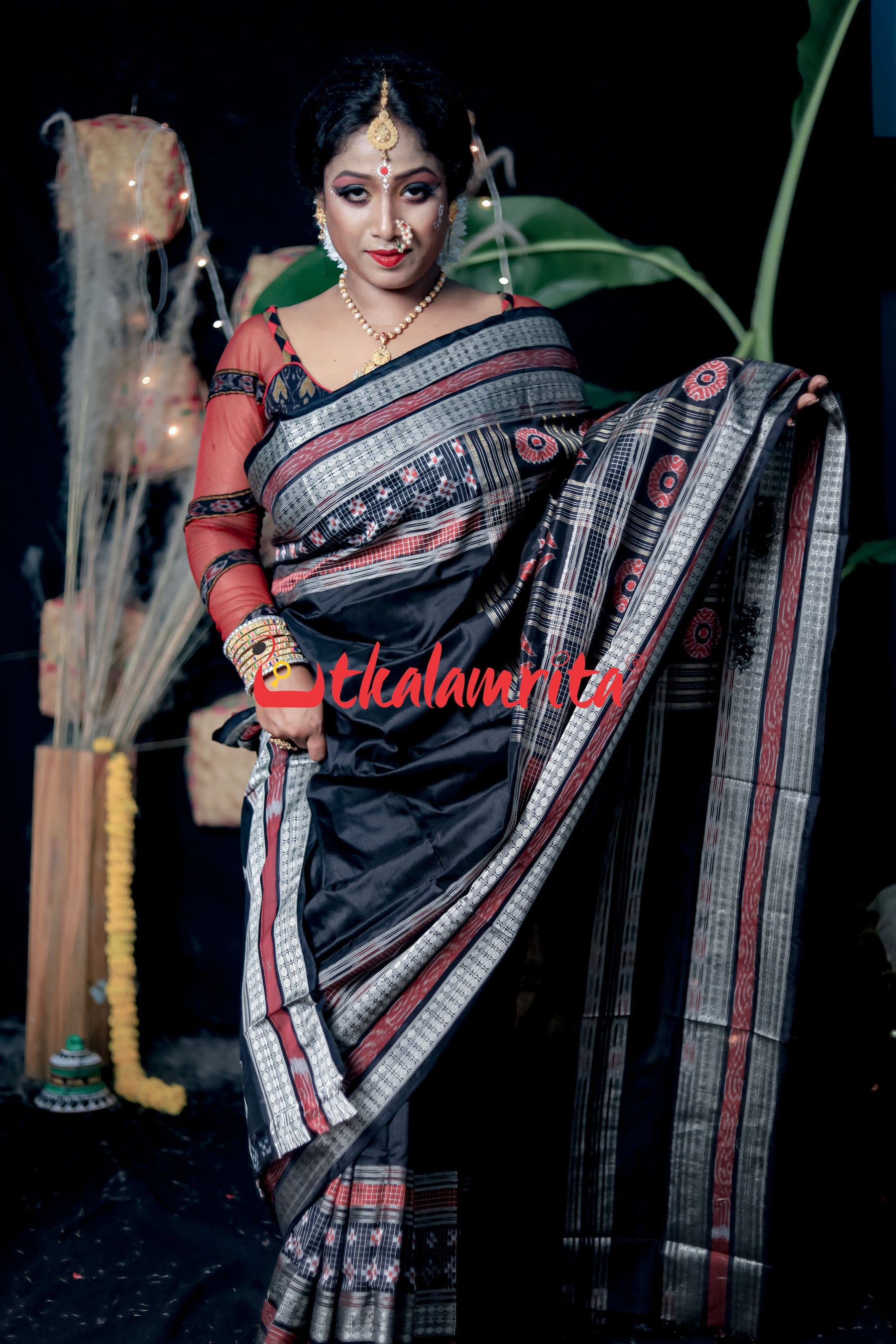 Black Pasapali Border Bichitra Sambalpuri Silk