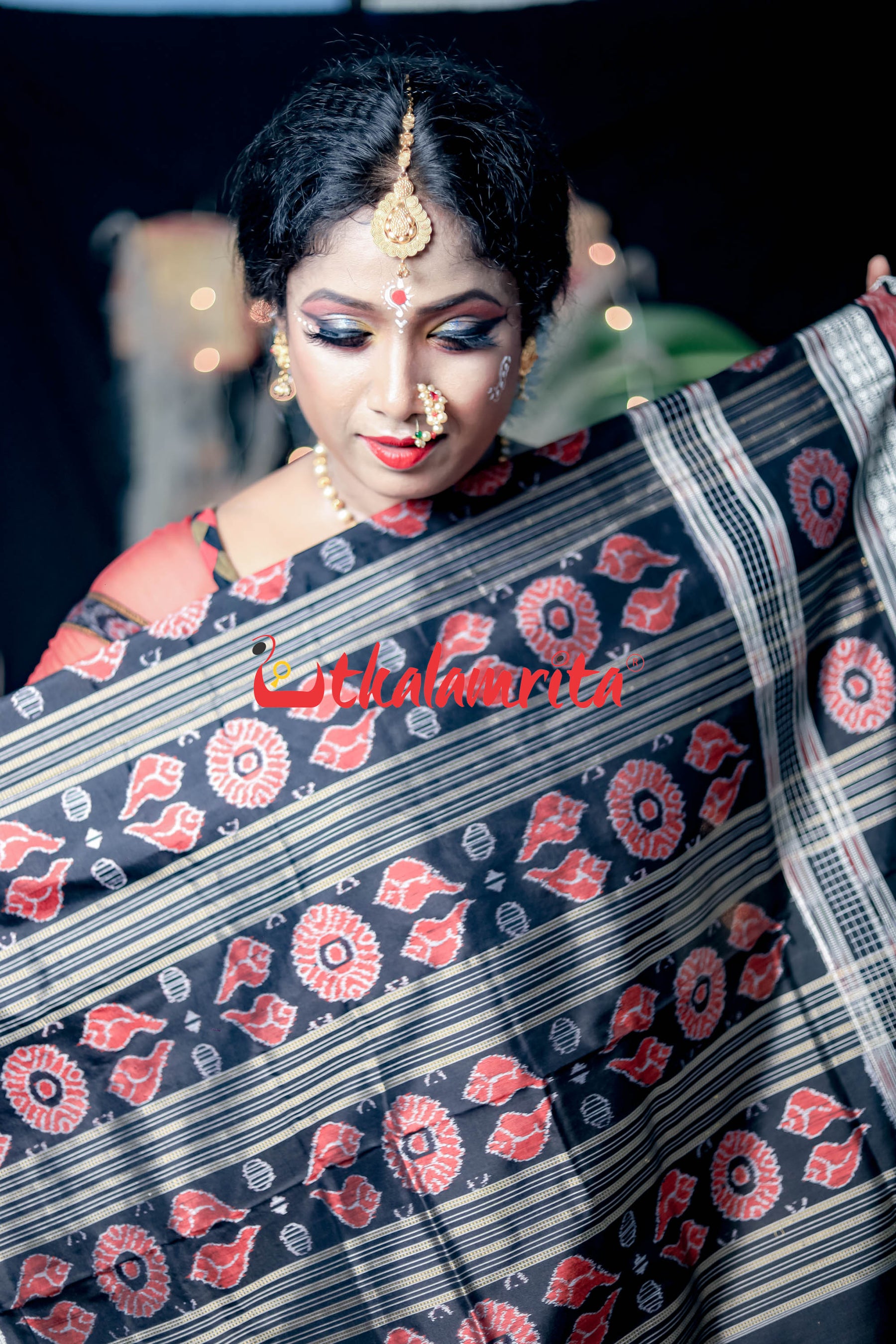 Black Pasapali Border Bichitra Sambalpuri Silk