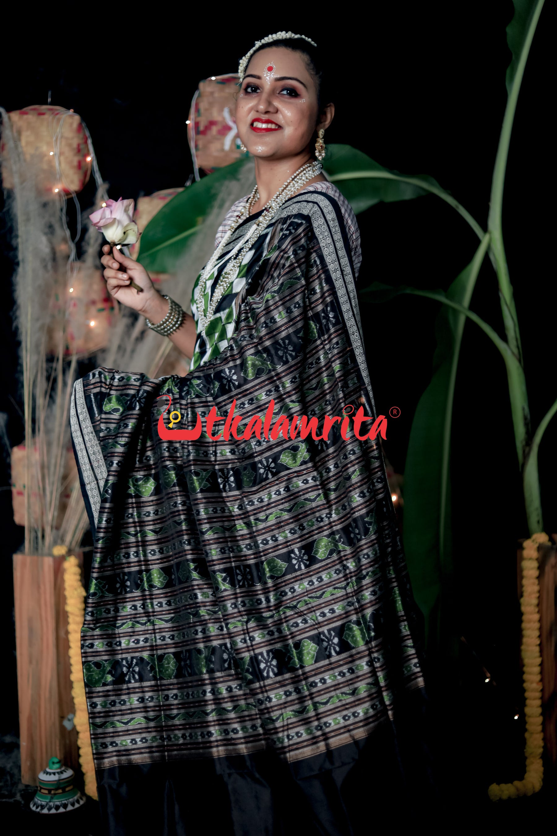 7 Kuthi Mehendi Sambalpuri Silk Saree