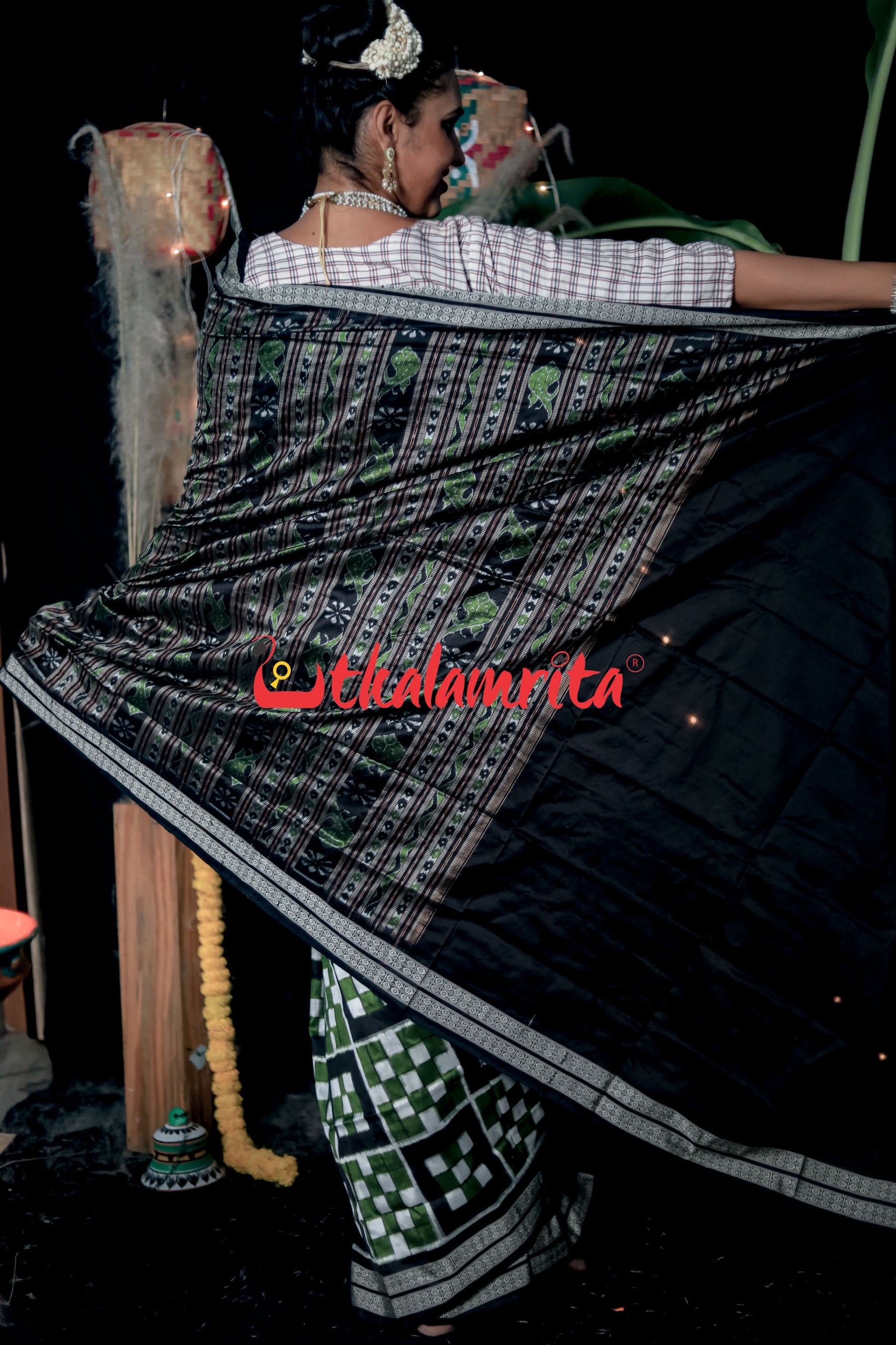 7 Kuthi Mehendi Sambalpuri Silk Saree