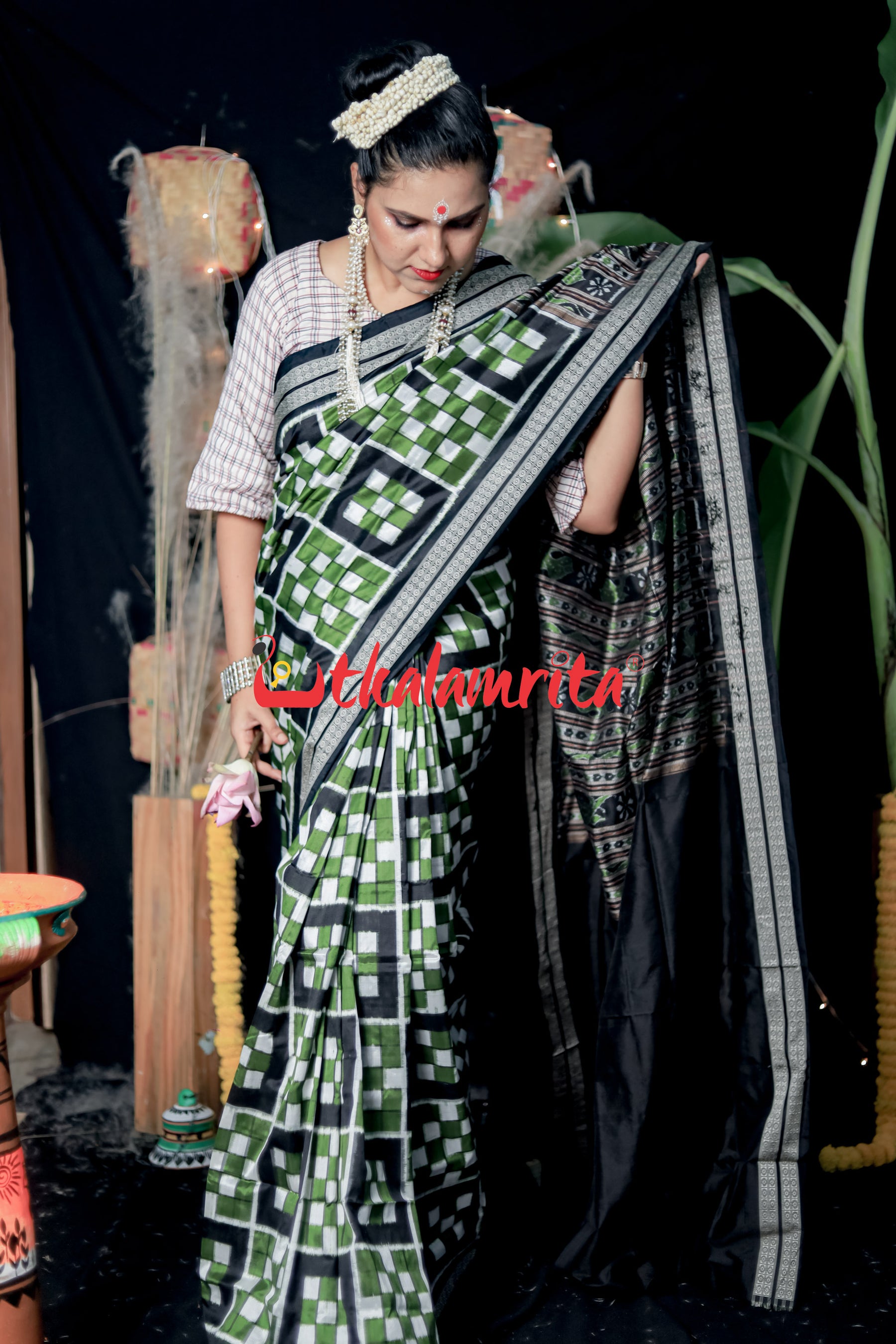 7 Kuthi Mehendi Sambalpuri Silk Saree