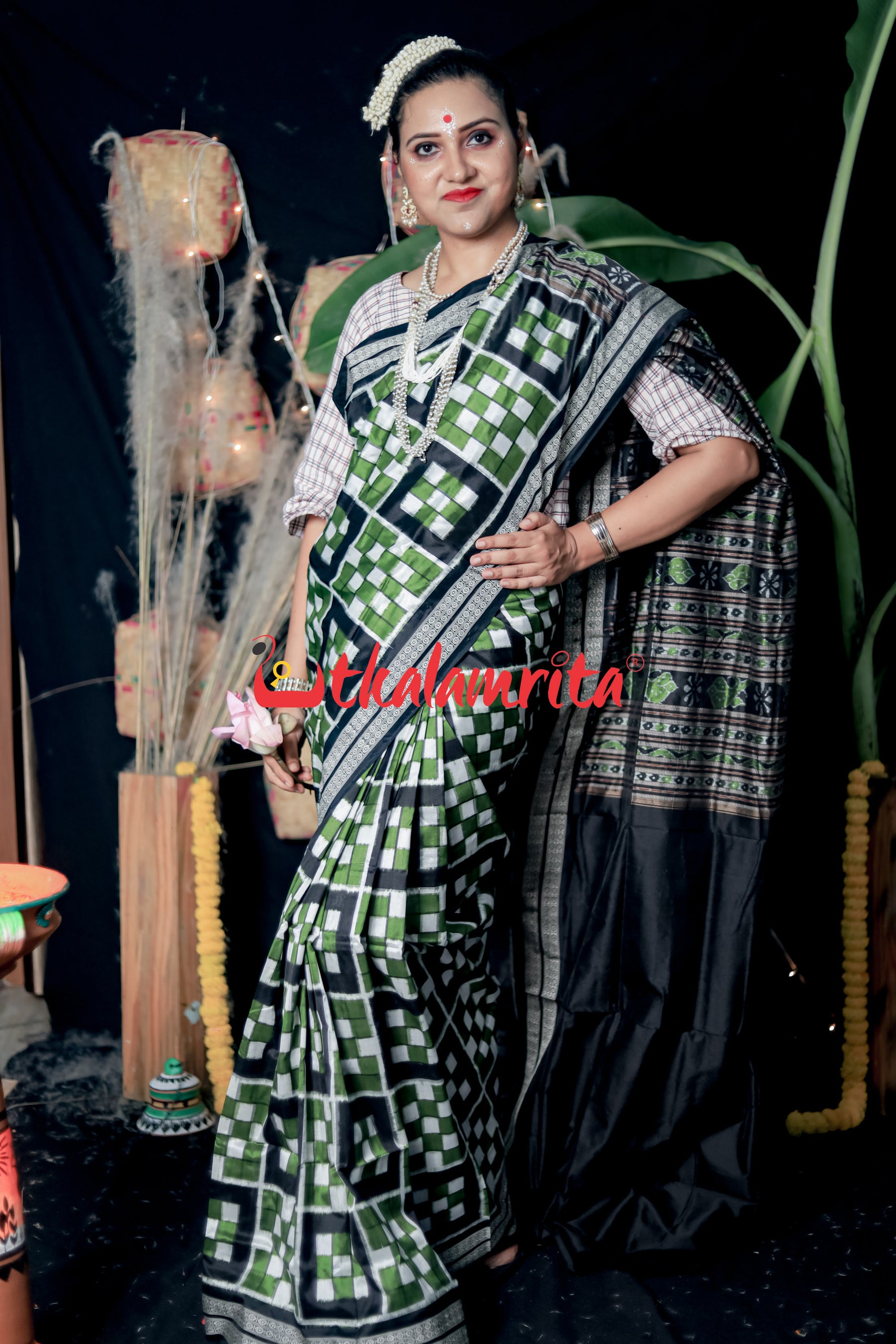7 Kuthi Mehendi Sambalpuri Silk Saree