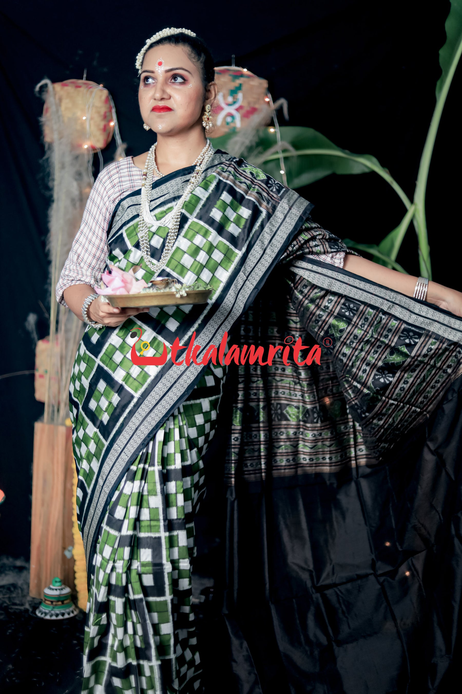 7 Kuthi Mehendi Sambalpuri Silk Saree