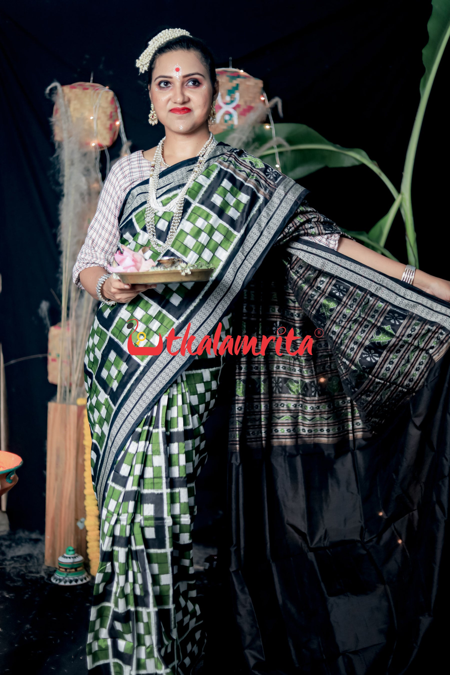 7 Kuthi Mehendi Sambalpuri Silk Saree