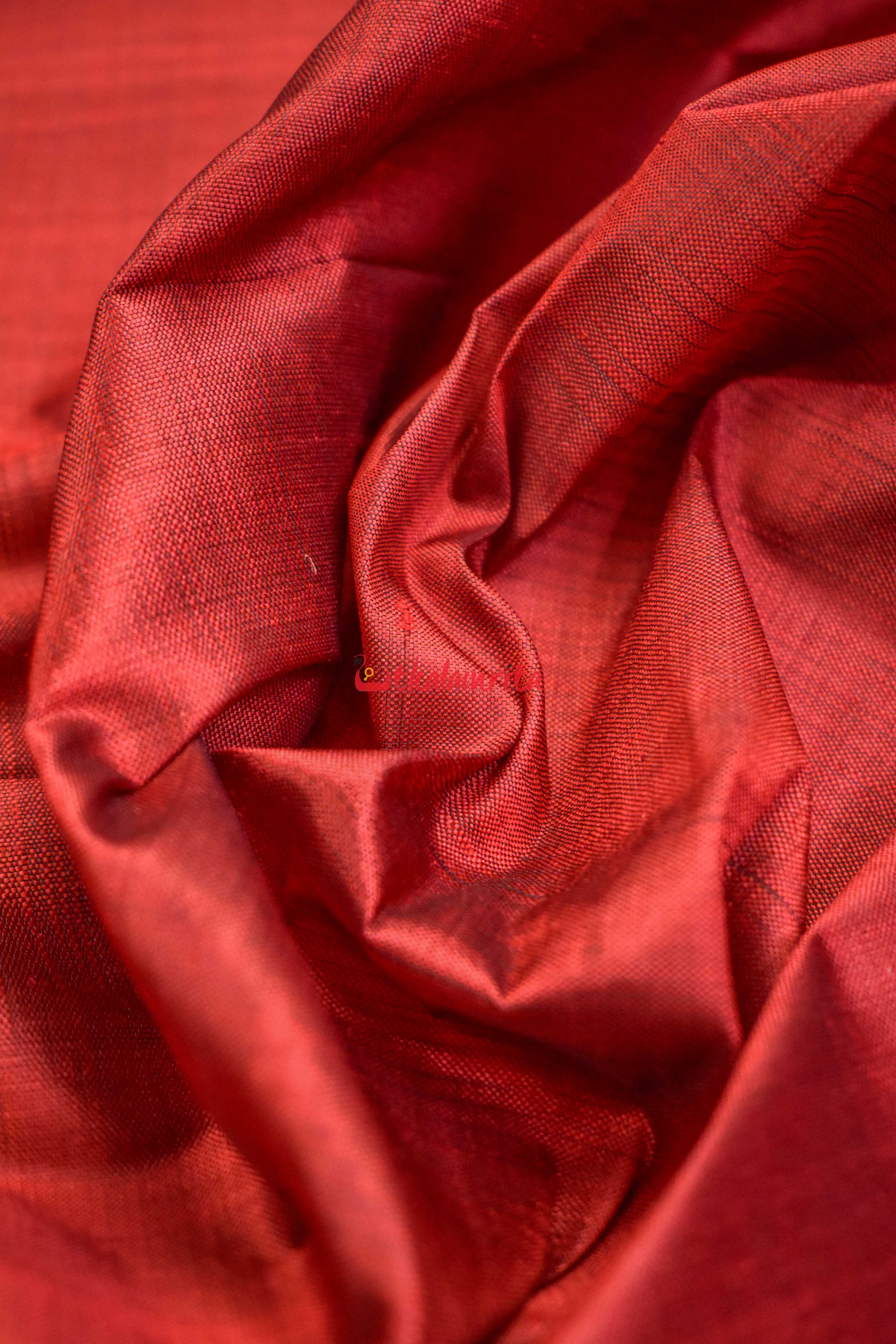 Maroon Flower Bandha Border Silk (Fabric)