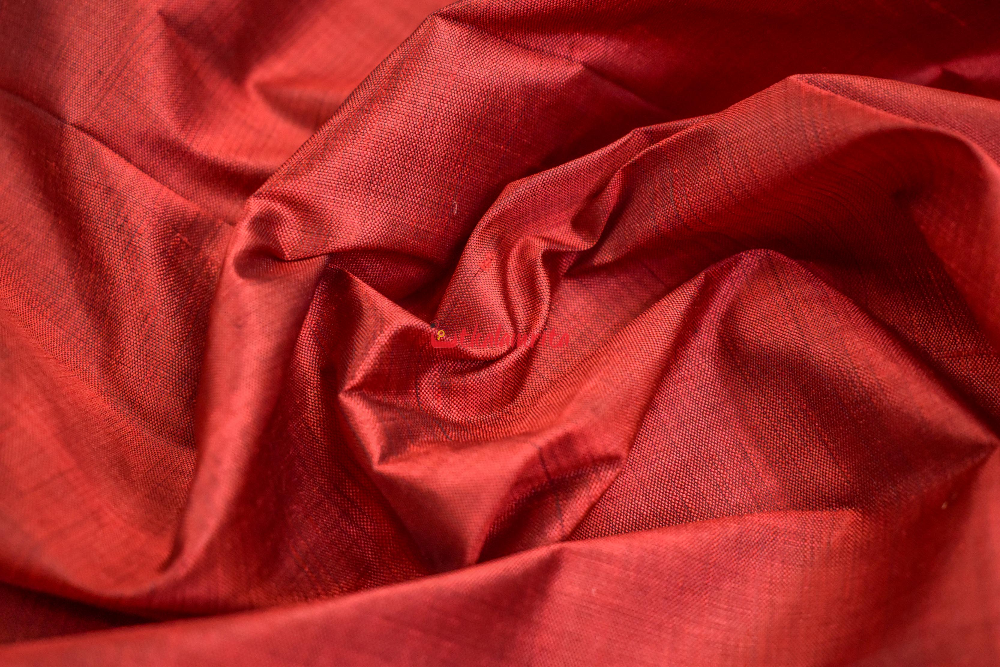 Maroon Flower Bandha Border Silk (Fabric)