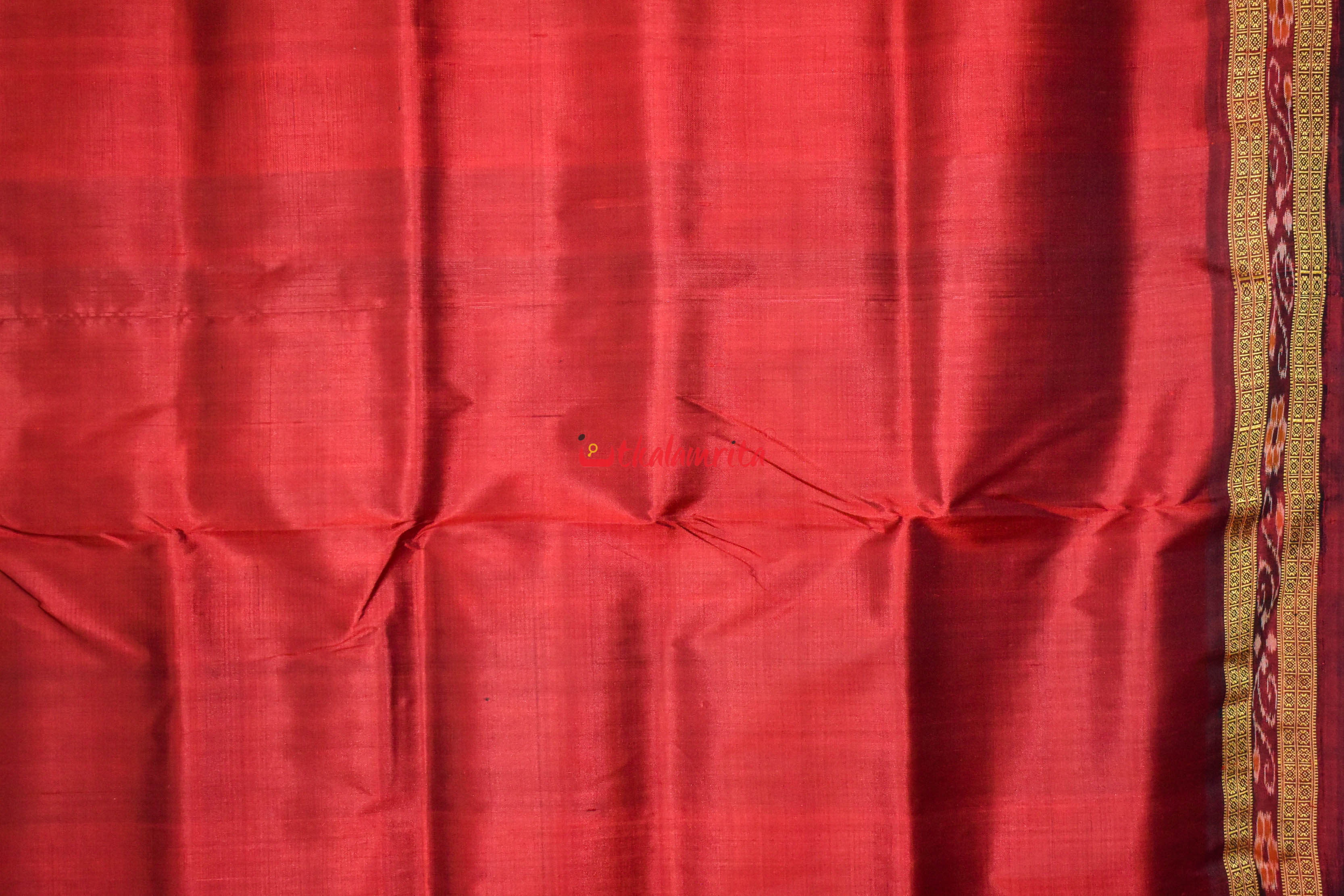 Maroon Flower Bandha Border Silk (Fabric)