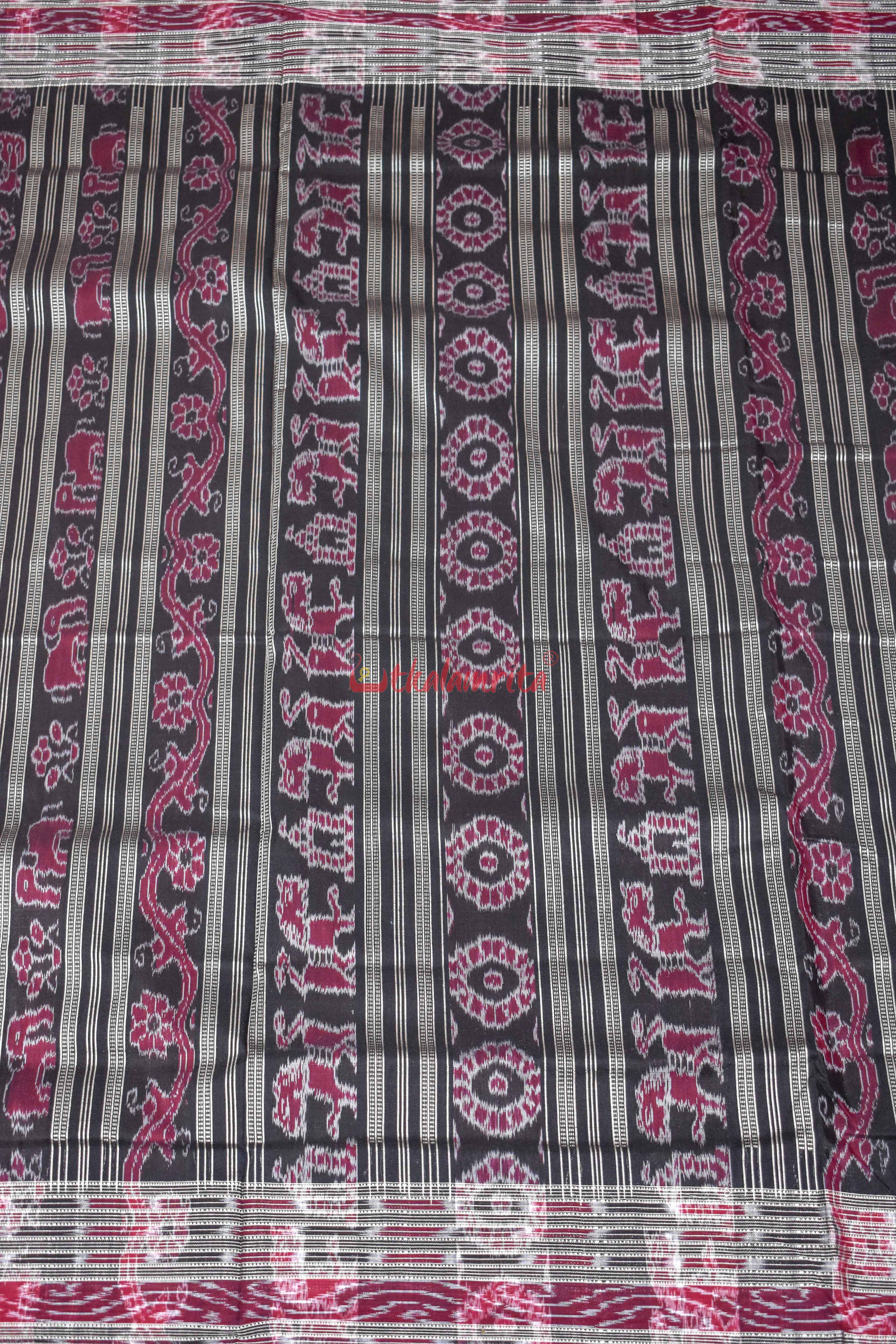 Red Sachipar Sambalpuri Silk Saree