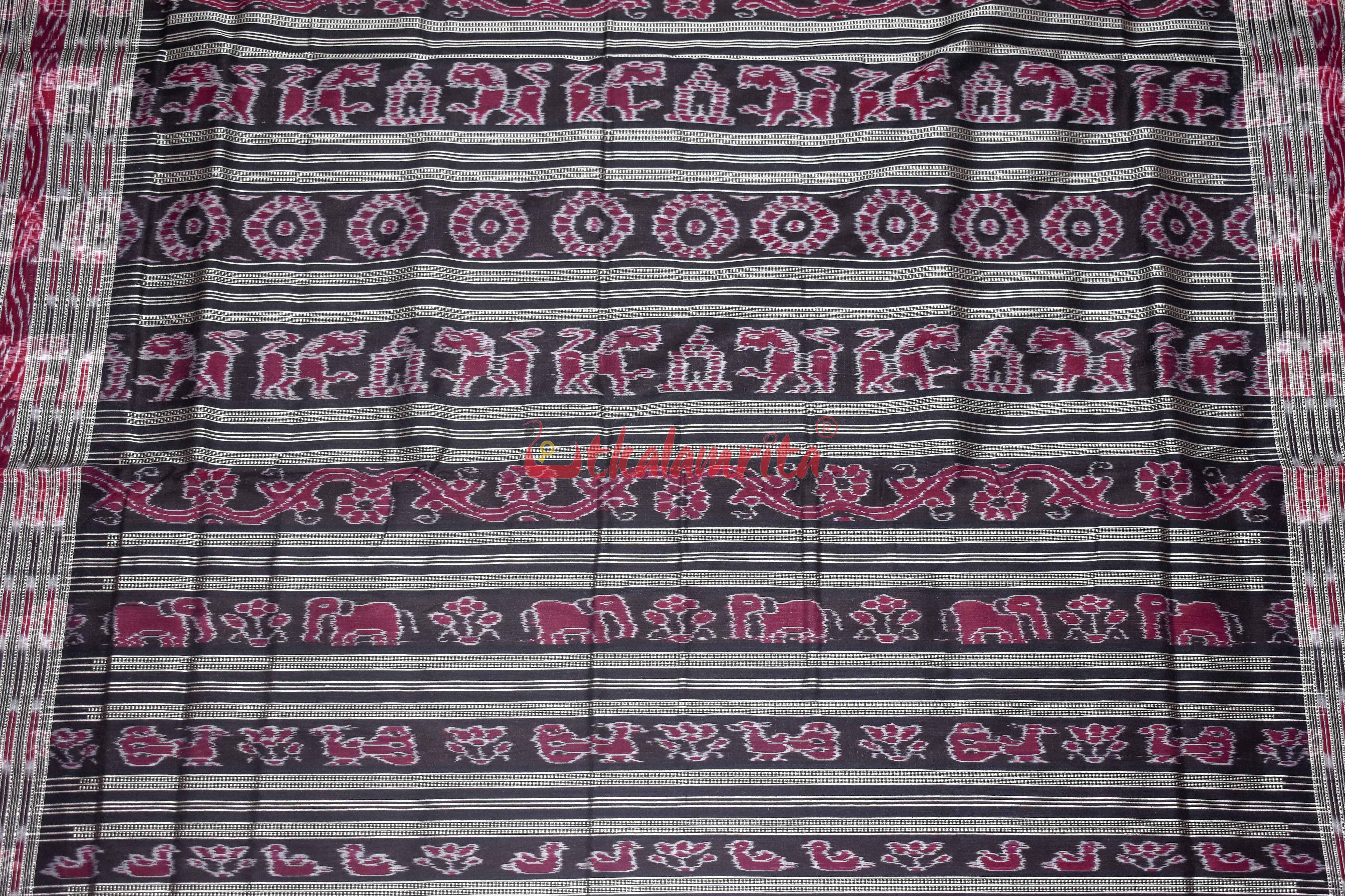 Red Sachipar Sambalpuri Silk Saree