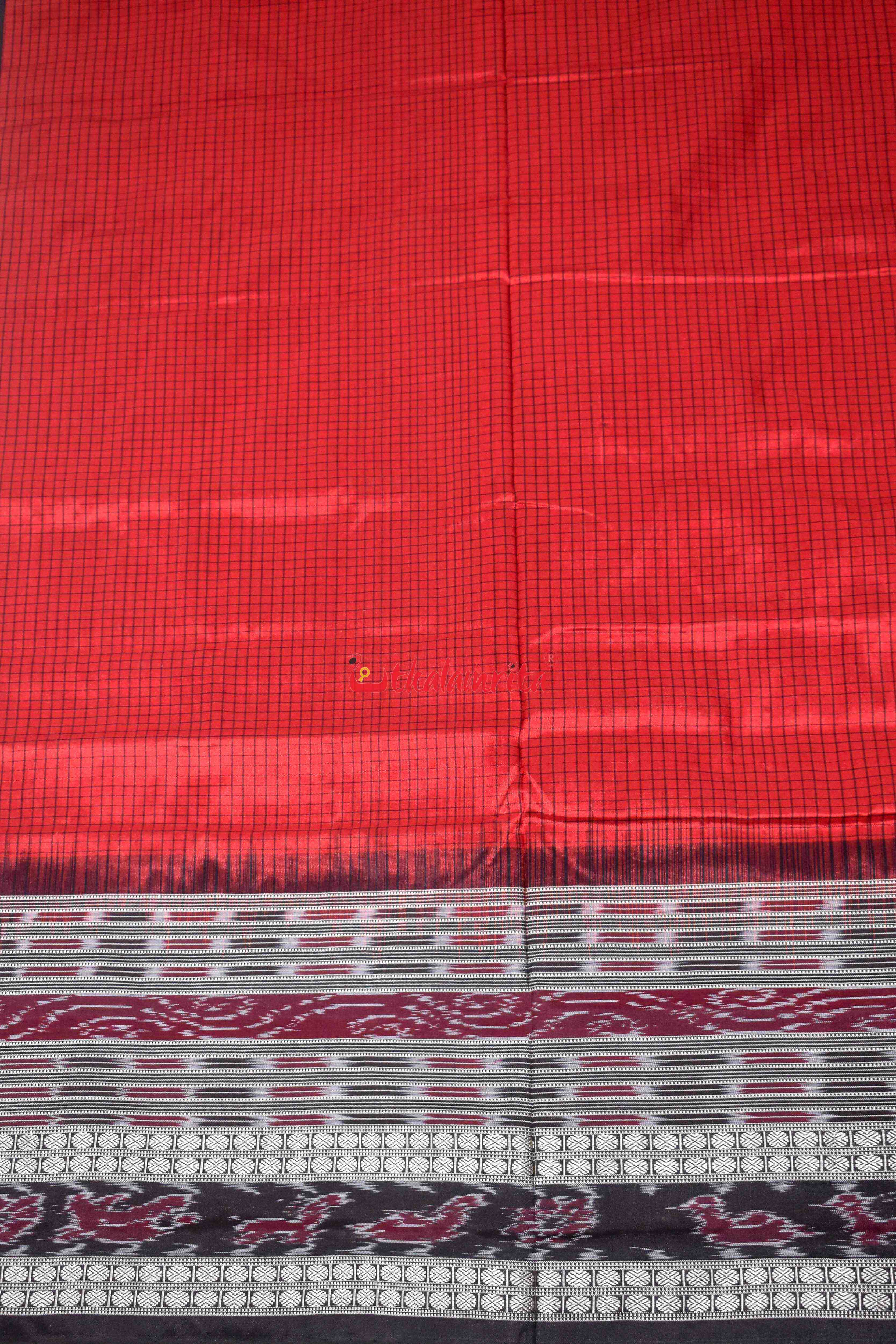 Red Sachipar Sambalpuri Silk Saree