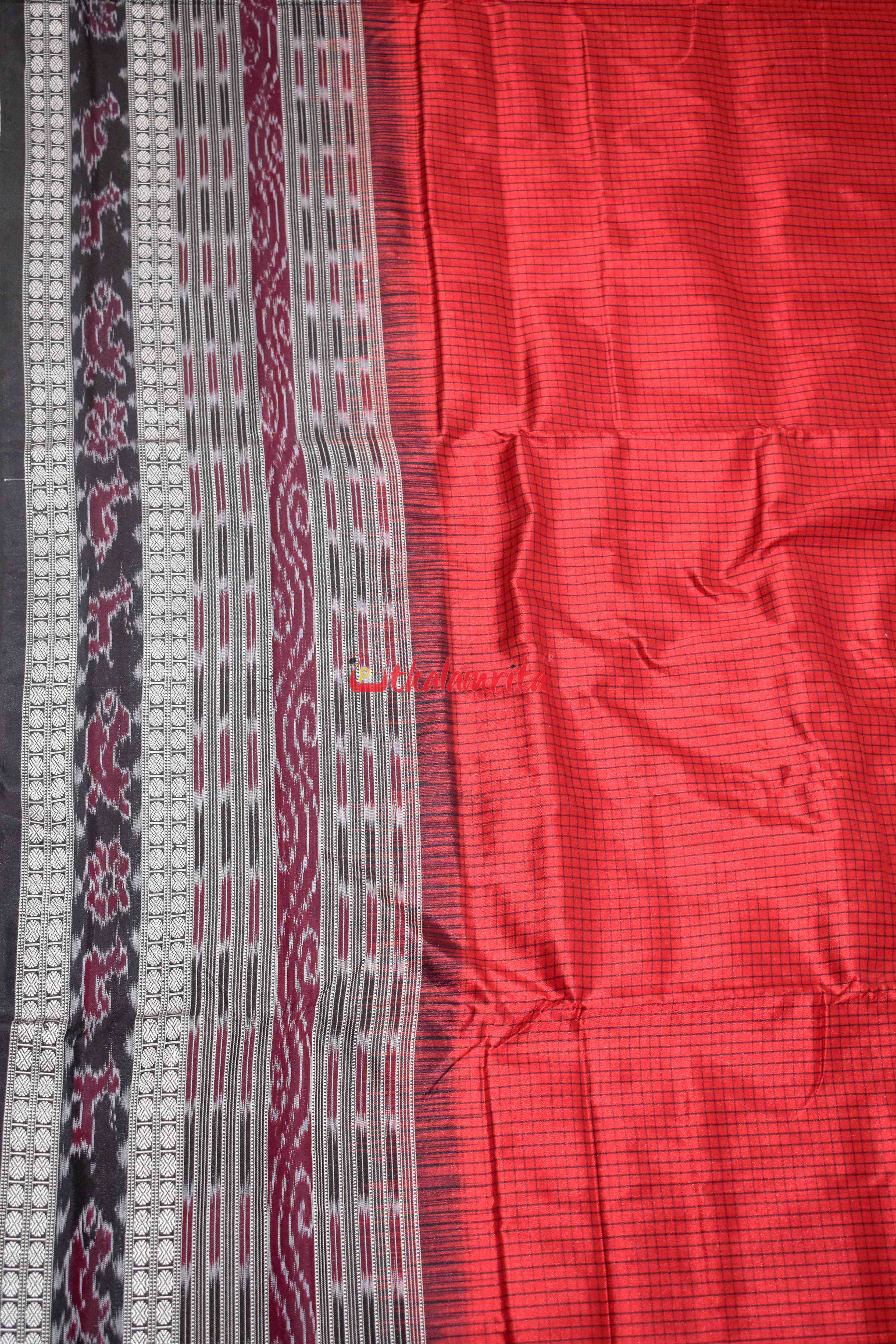 Red Sachipar Sambalpuri Silk Saree