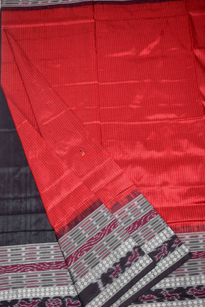 Red Sachipar Sambalpuri Silk Saree
