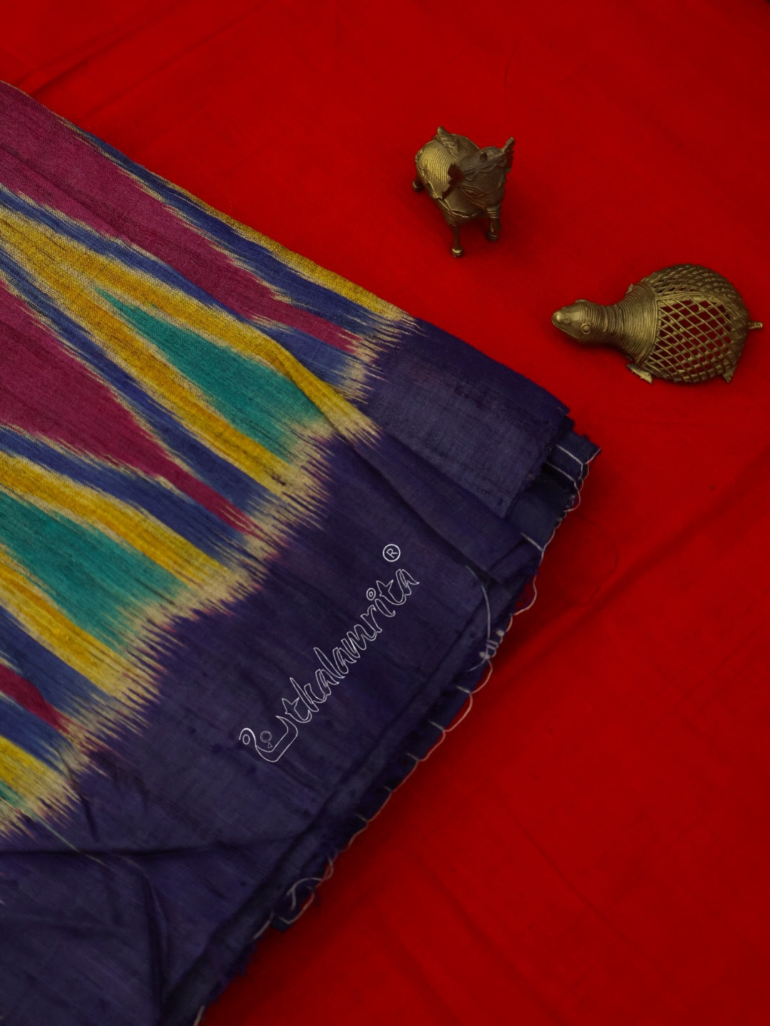 Rani Multicolor Pasapali Ikat Gopalpur Tussar Saree