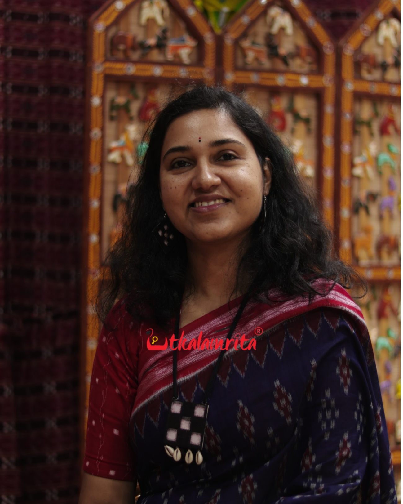 Navy Blue Body Pasapali Khandua Cotton Saree