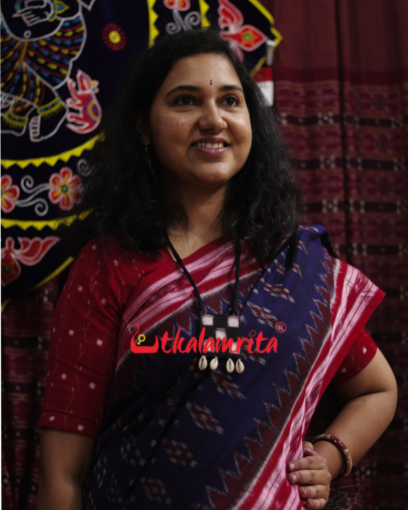 Navy Blue Body Pasapali Khandua Cotton Saree