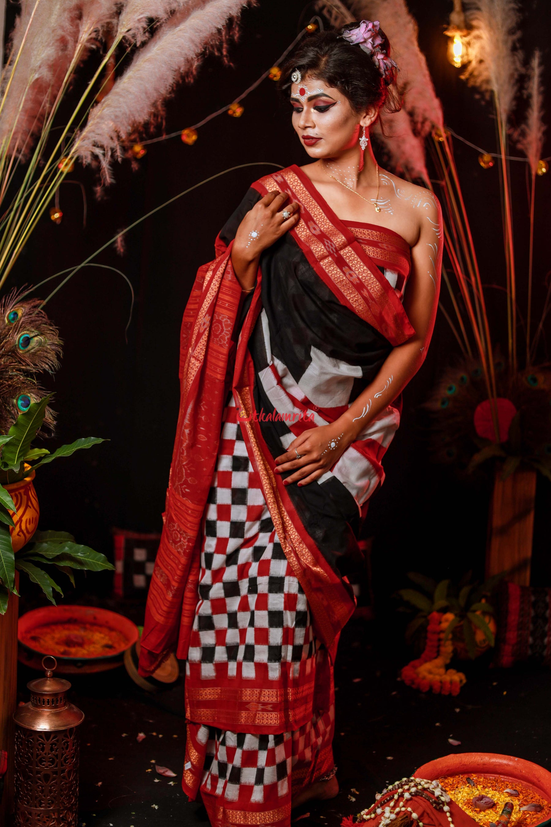 Chess Board Cotton Pasapali Saree