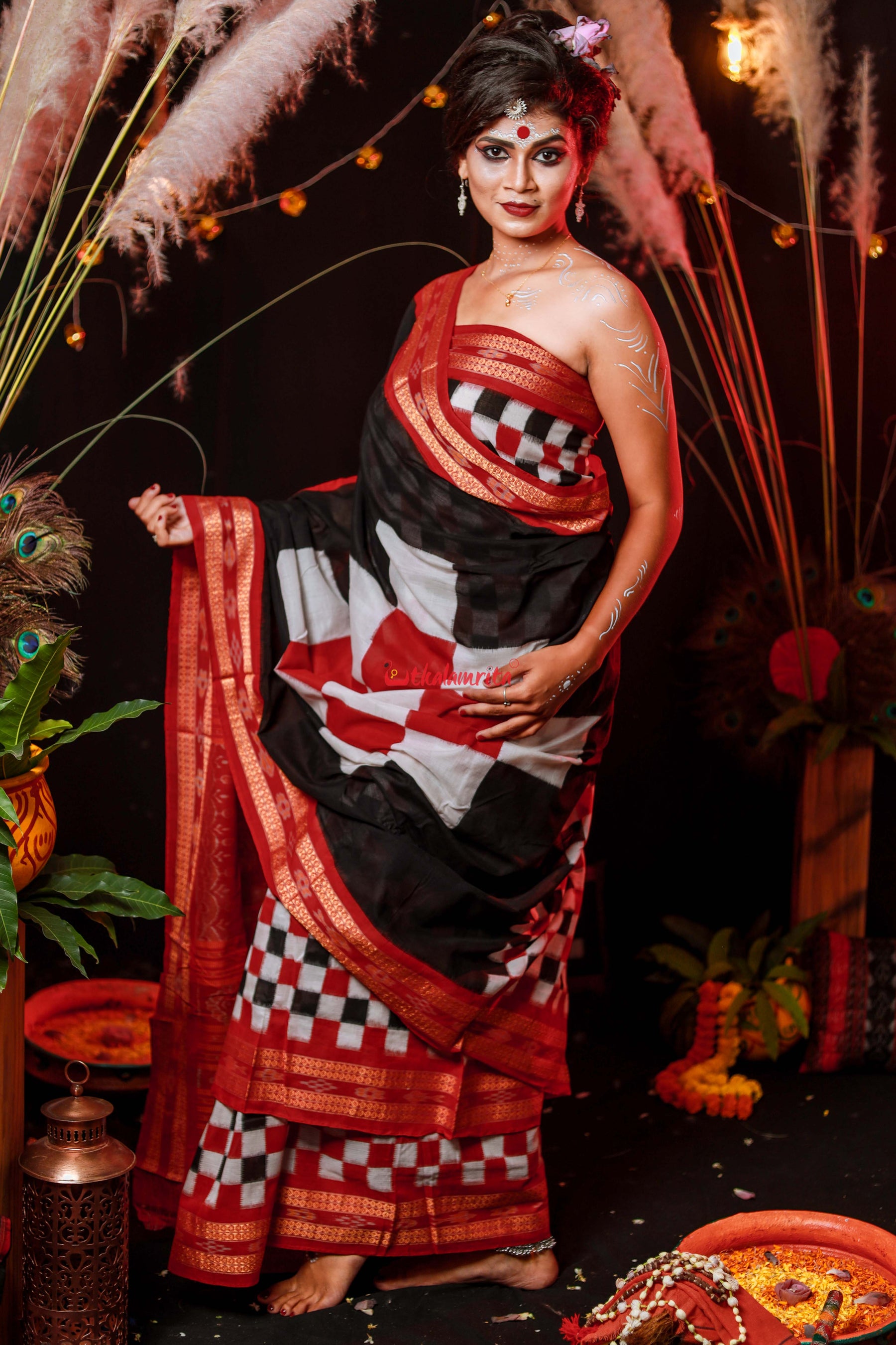 Chess Board Cotton Pasapali Saree