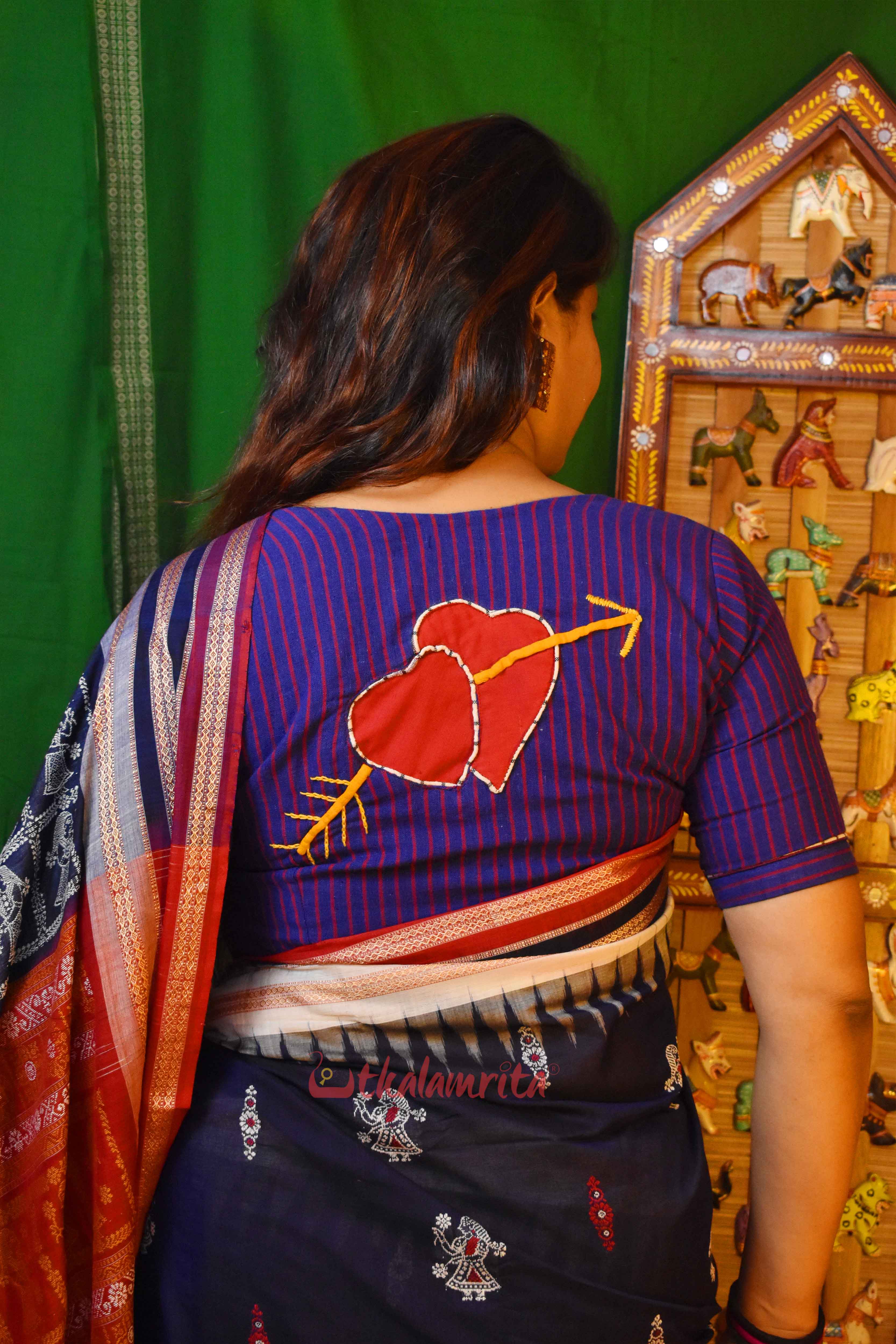 Indigo Hearts Kotpad Blouse