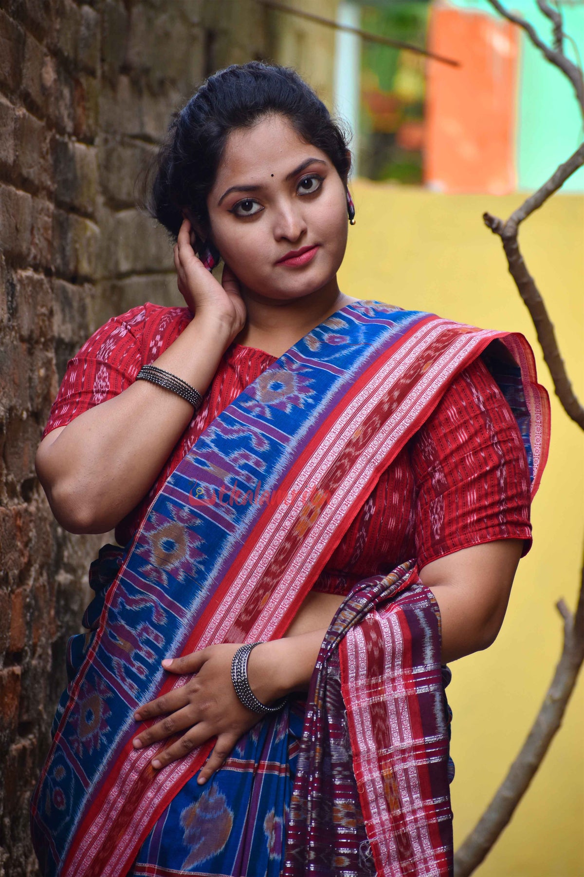 Tealish Nabakothi Cotton Saree