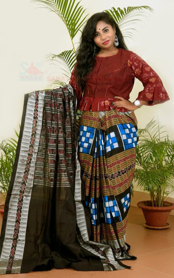 Blue Bichitrapuri Sambalpuri Silk Saree