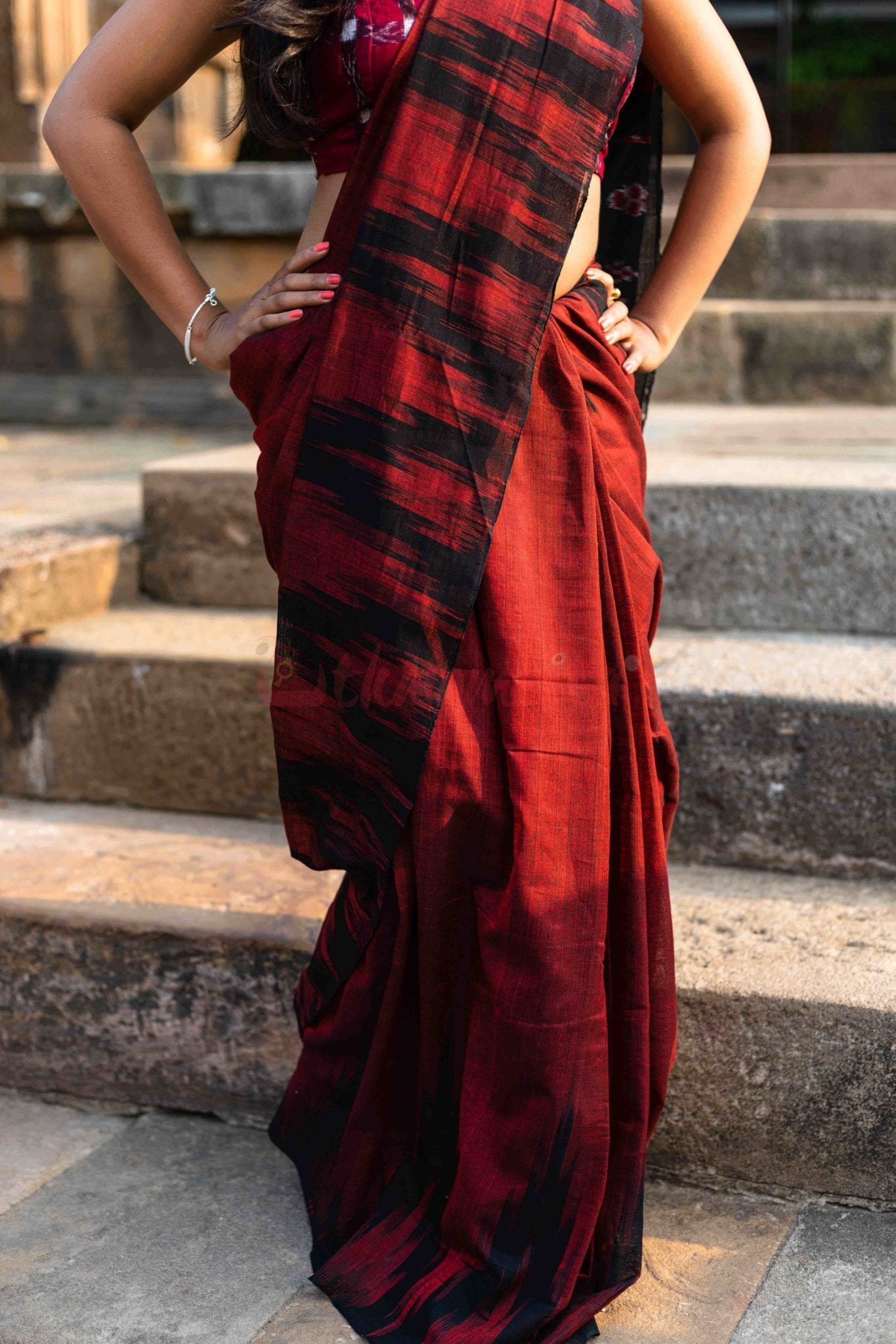 Kargil Kumbha Maroon Cotton Saree